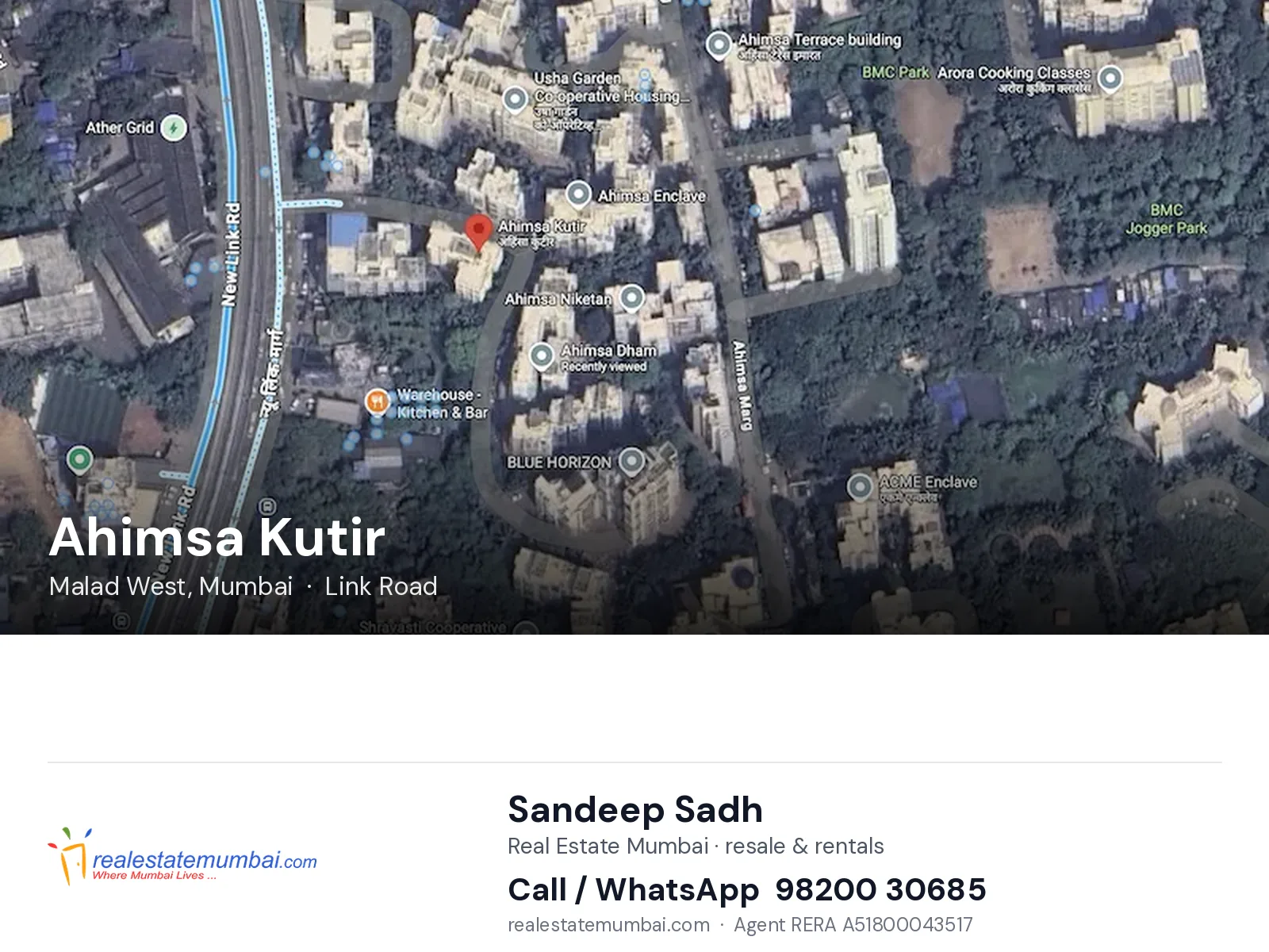 Ahimsa Kutir, Malad West, Mumbai — flats | Real Estate Mumbai, Sandeep Sadh 98200 30685