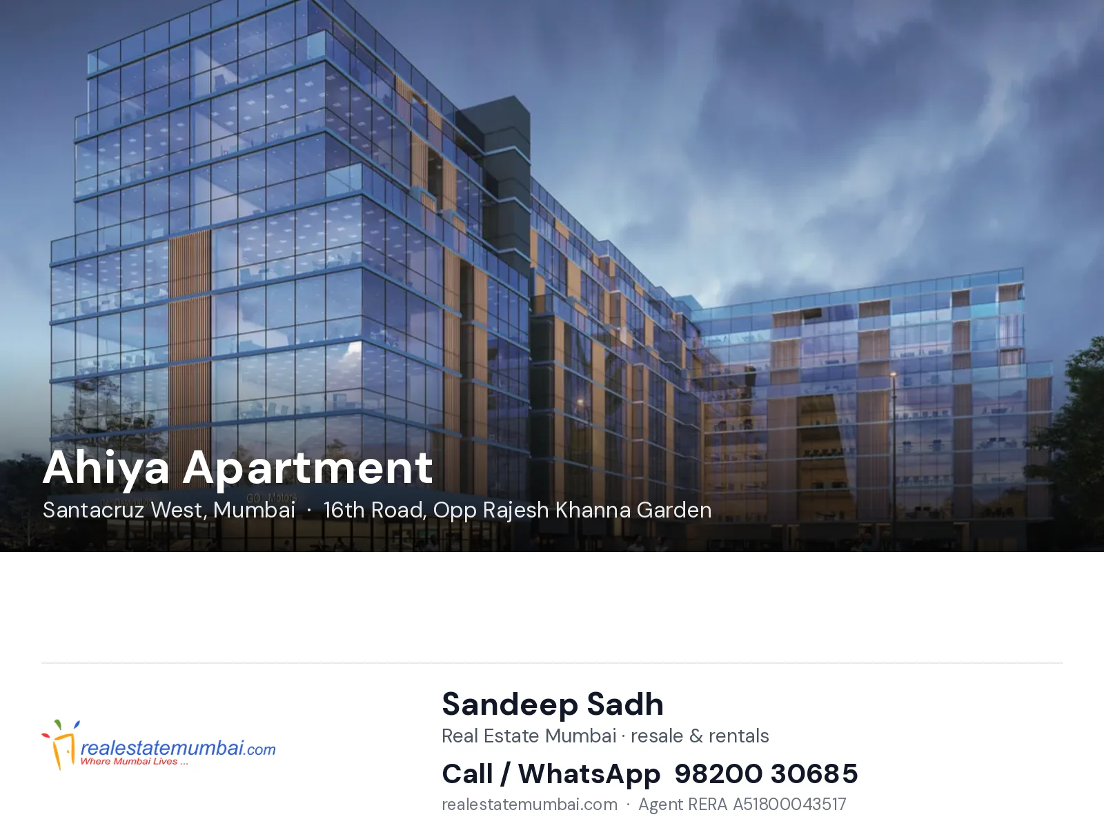Ahiya Apartment, Santacruz West, Mumbai — flats | Real Estate Mumbai, Sandeep Sadh 98200 30685