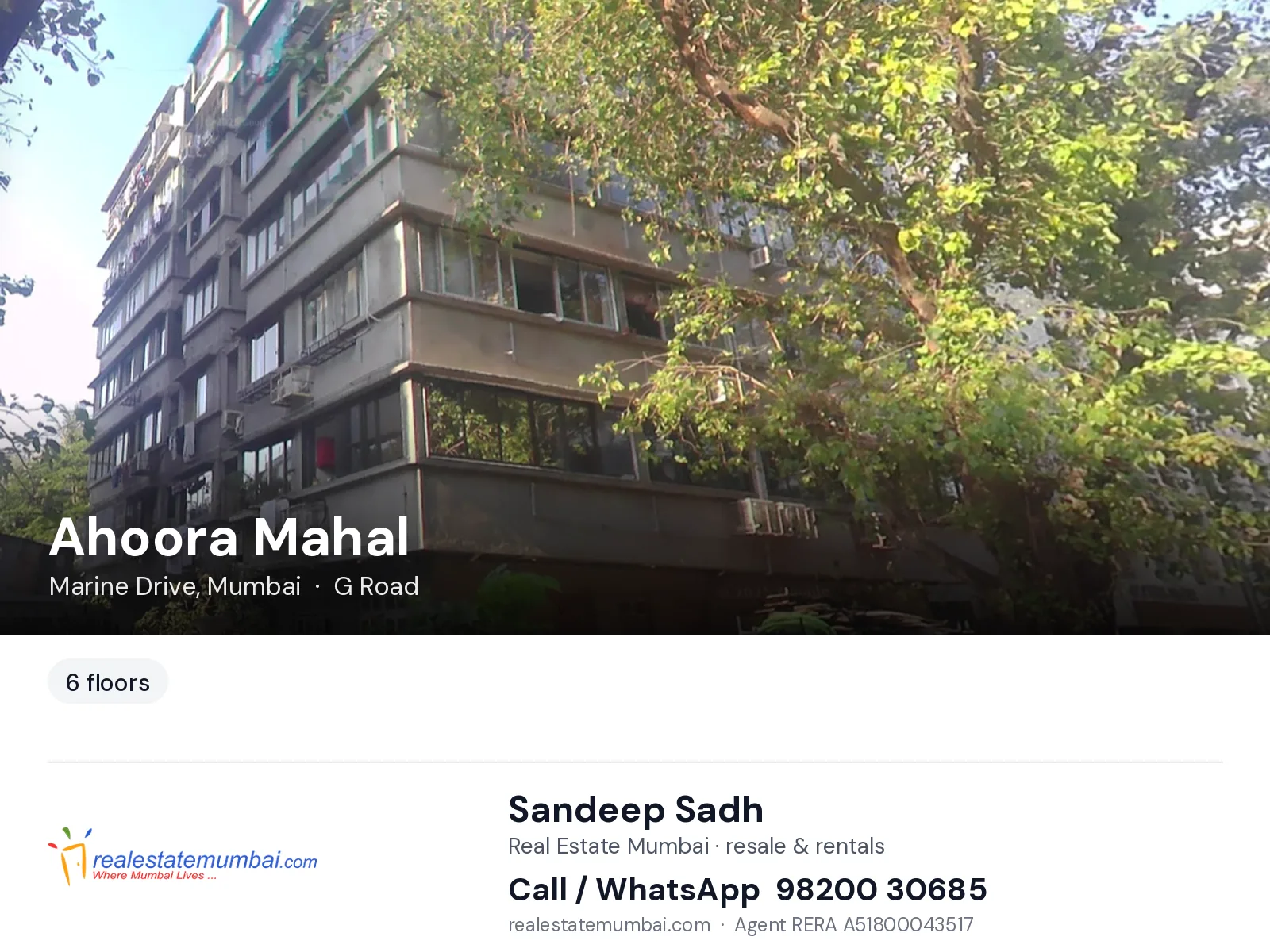 Ahoora Mahal, Marine Drive, Mumbai — flats | Real Estate Mumbai, Sandeep Sadh 98200 30685