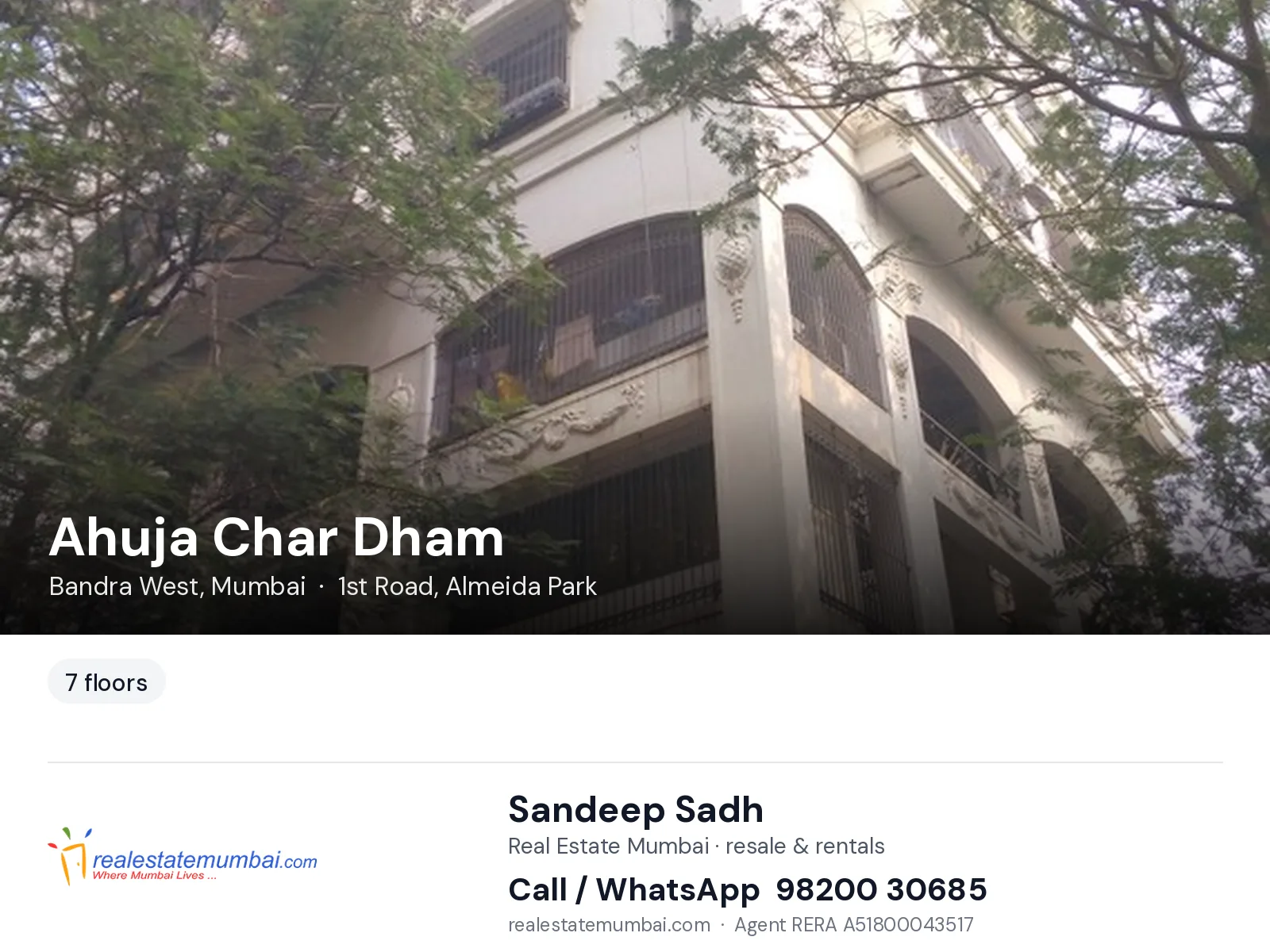 Ahuja Char Dham, Bandra West, Mumbai — flats | Real Estate Mumbai, Sandeep Sadh 98200 30685
