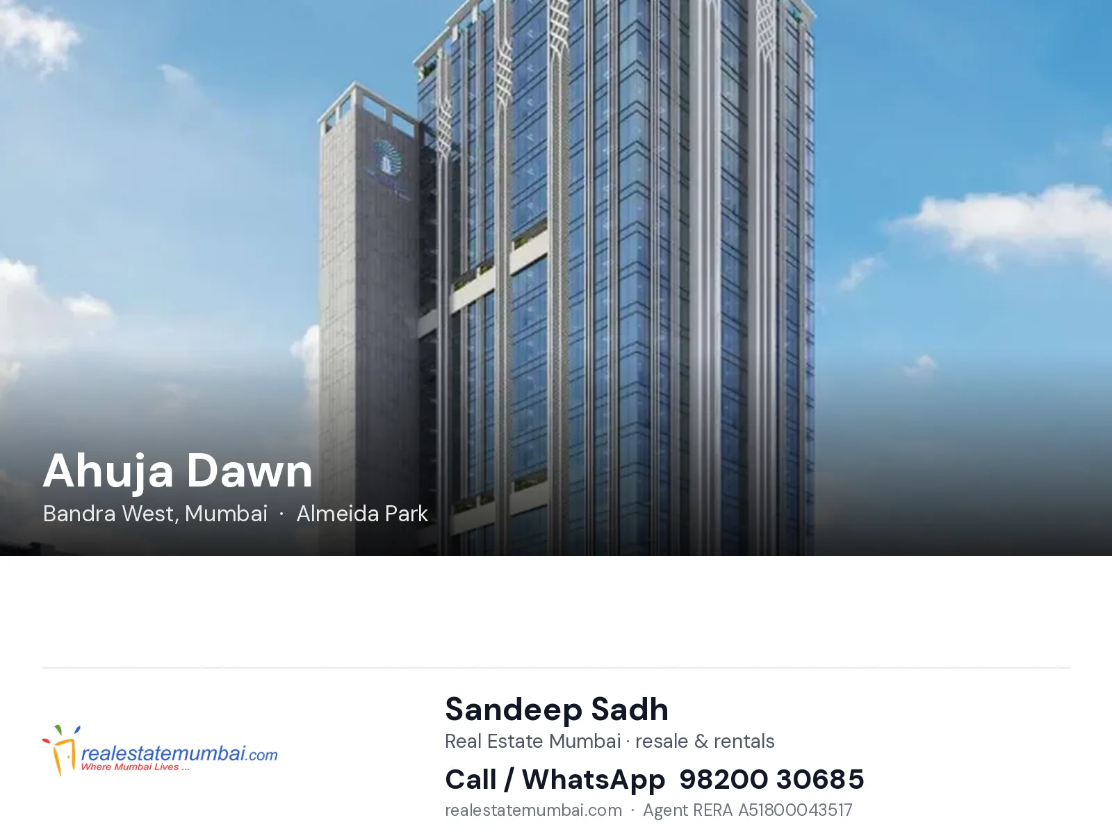 Ahuja Dawn, Bandra West, Mumbai — flats | Real Estate Mumbai, Sandeep Sadh 98200 30685