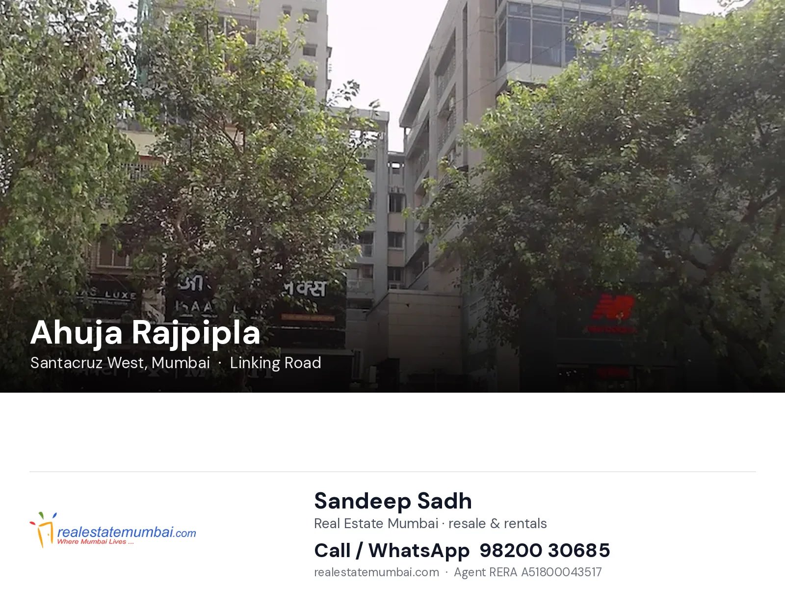 Ahuja Rajpipla, Santacruz West, Mumbai — flats | Real Estate Mumbai, Sandeep Sadh 98200 30685