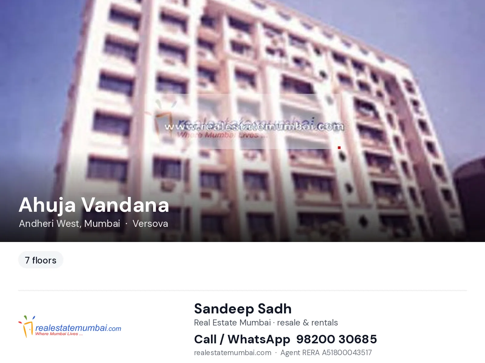 Ahuja Vandana, Andheri West, Mumbai — flats | Real Estate Mumbai, Sandeep Sadh 98200 30685