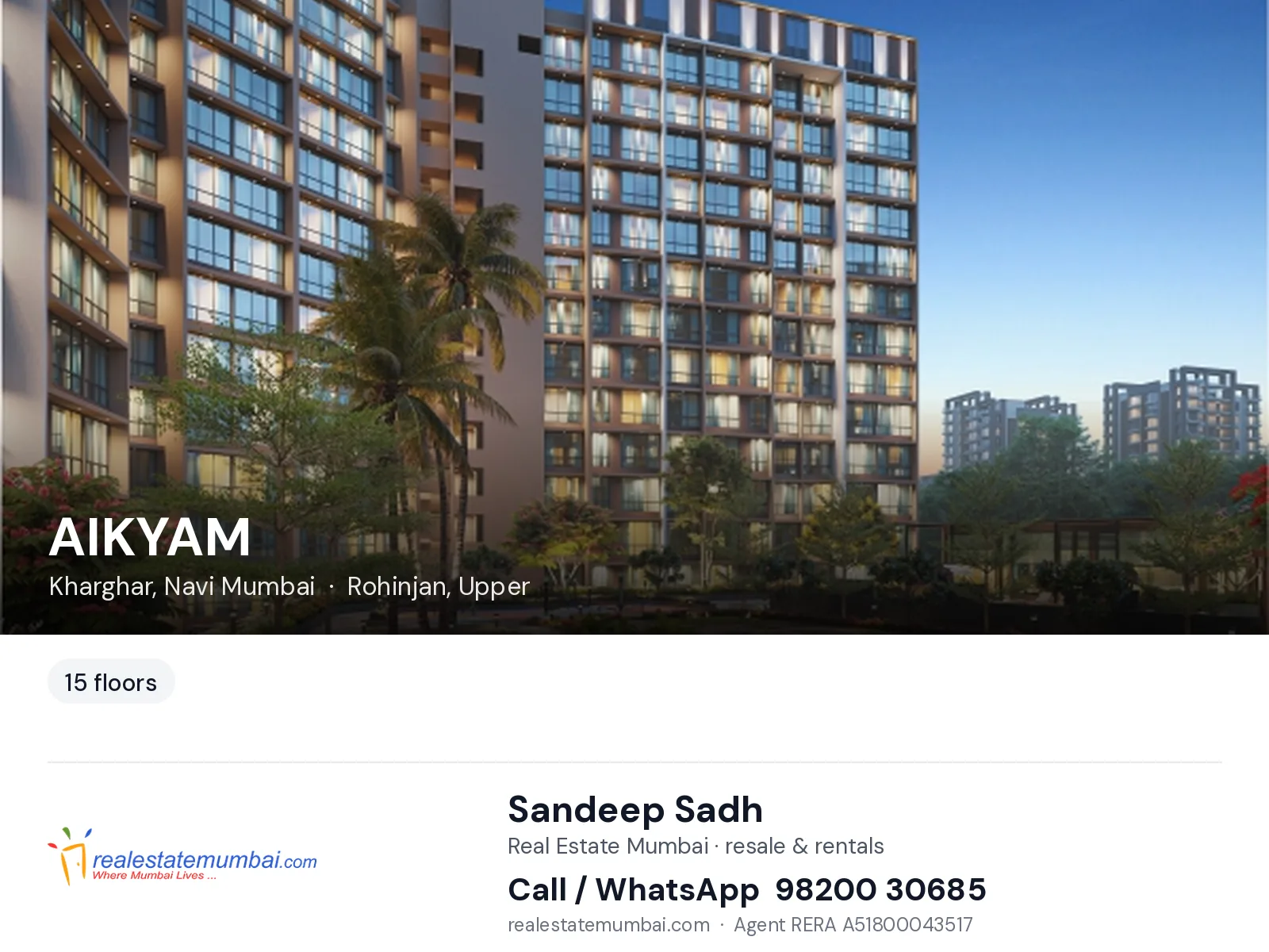 AIKYAM, Kharghar, Navi Mumbai — flats | Real Estate Mumbai, Sandeep Sadh 98200 30685