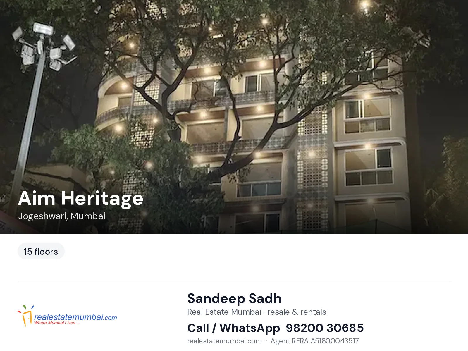 Aim Heritage, Jogeshwari, Mumbai — flats | Real Estate Mumbai, Sandeep Sadh 98200 30685