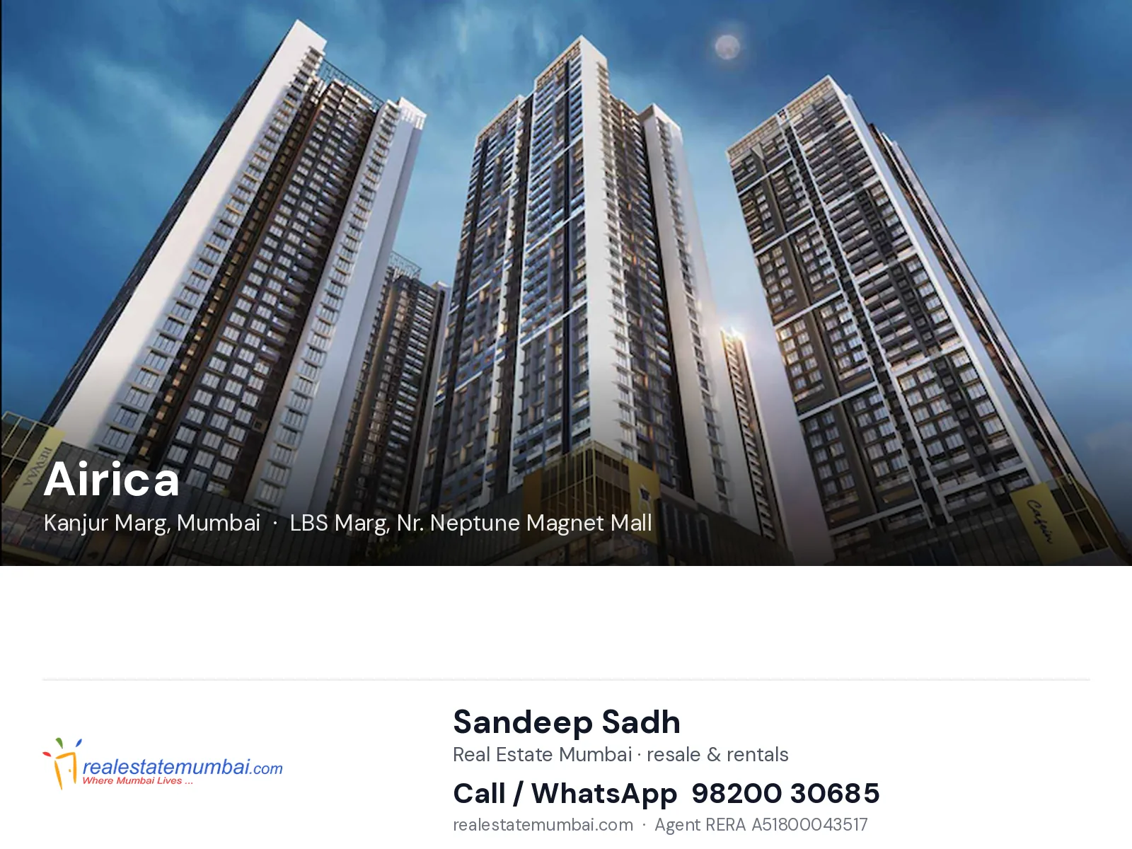 Airica, Kanjur Marg, Mumbai — flats | Real Estate Mumbai, Sandeep Sadh 98200 30685