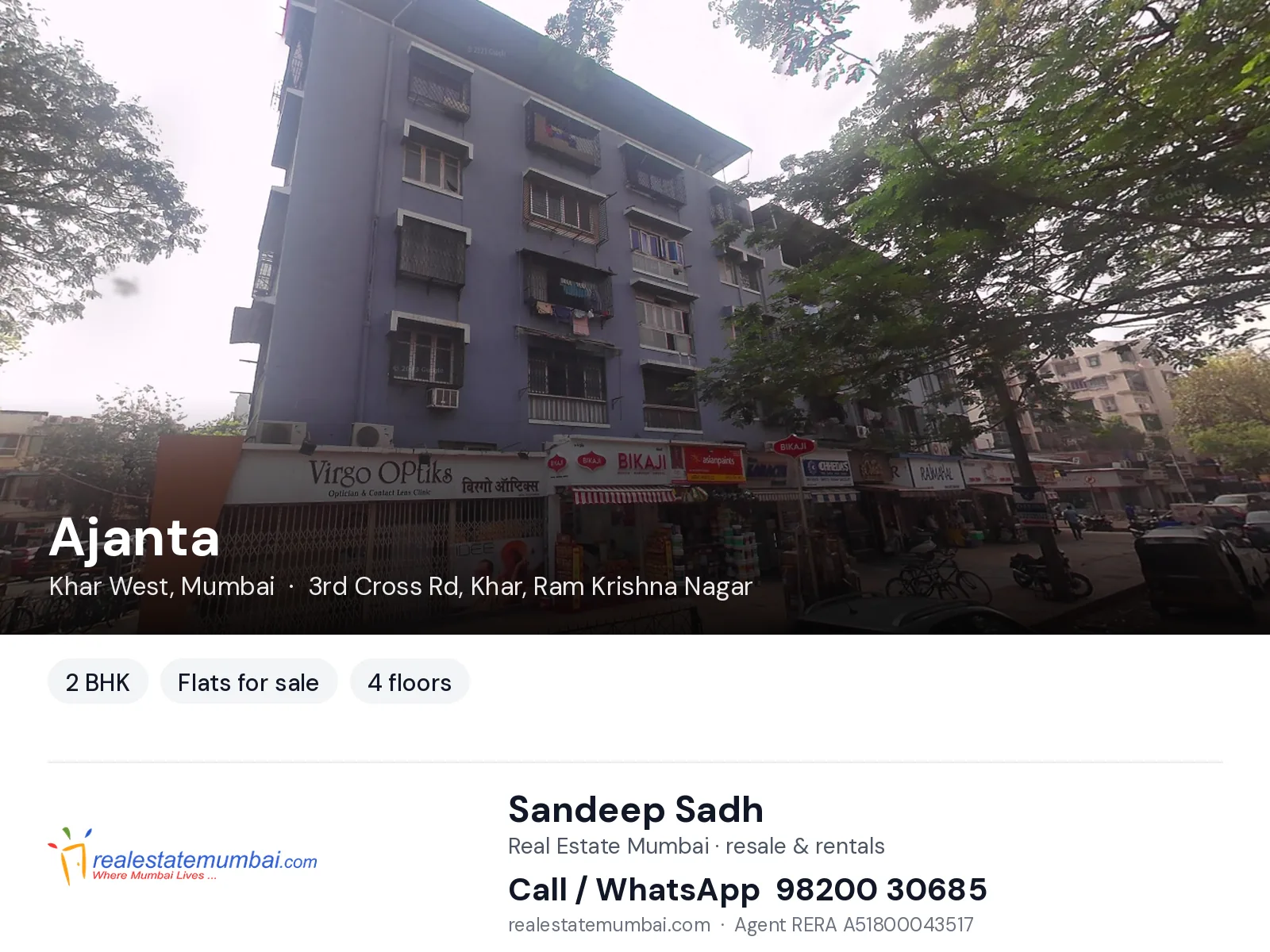 Ajanta, Khar West, Mumbai — 2 BHK flats for sale | Real Estate Mumbai, Sandeep Sadh 98200 30685