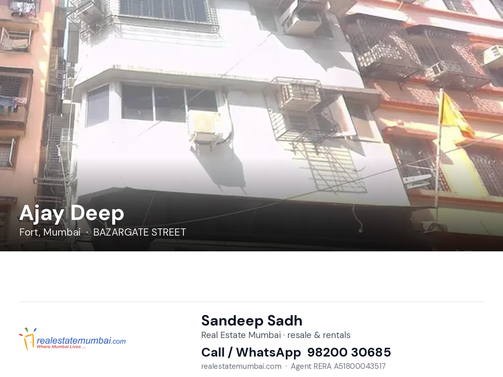 Ajay Deep, Fort, Mumbai — flats | Real Estate Mumbai, Sandeep Sadh 98200 30685
