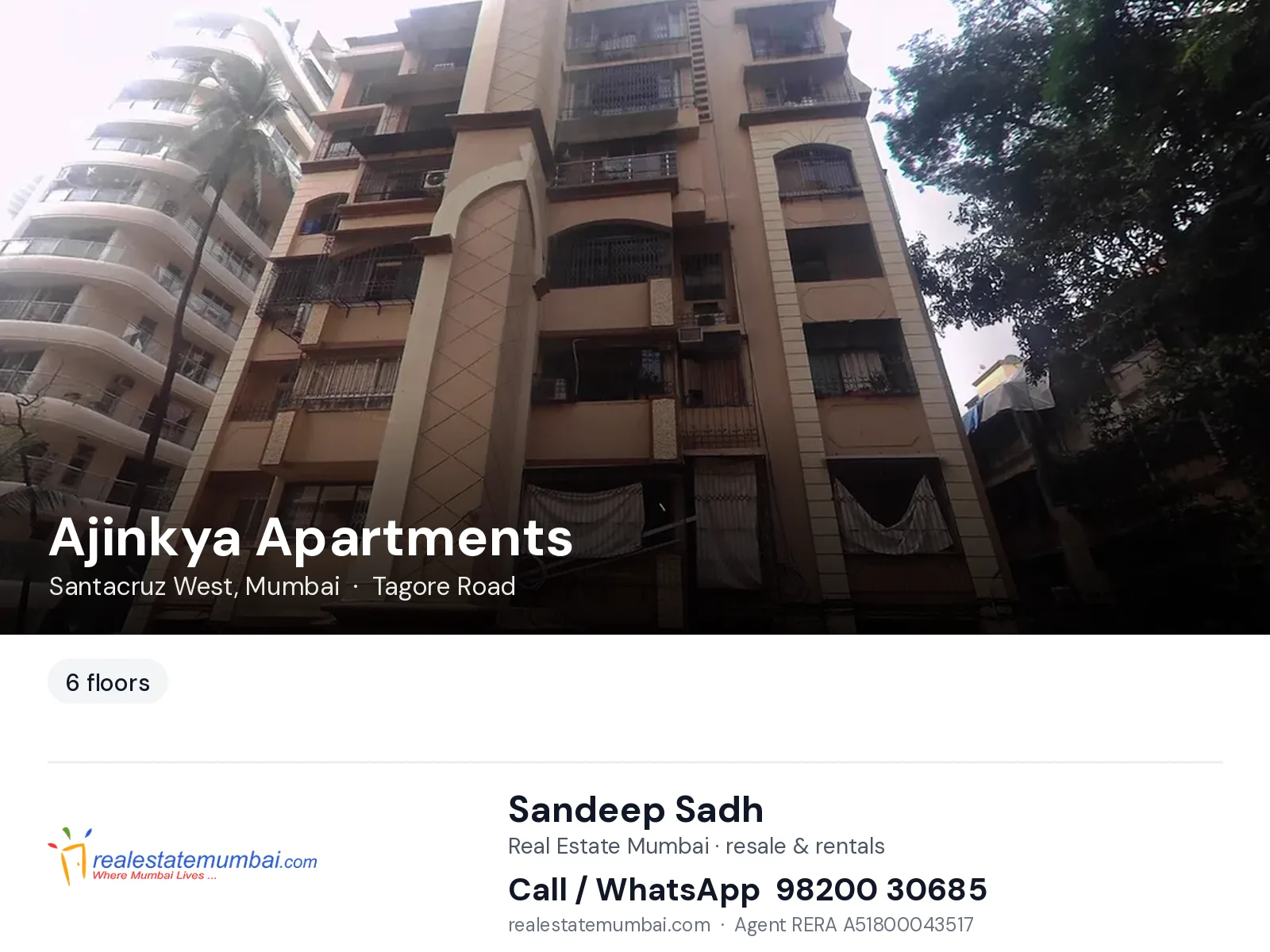 Ajinkya Apartments, Santacruz West, Mumbai — flats | Real Estate Mumbai, Sandeep Sadh 98200 30685
