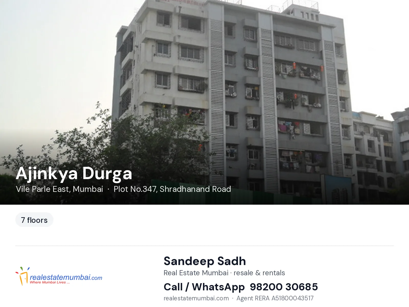 Ajinkya Durga, Vile Parle East, Mumbai — flats | Real Estate Mumbai, Sandeep Sadh 98200 30685