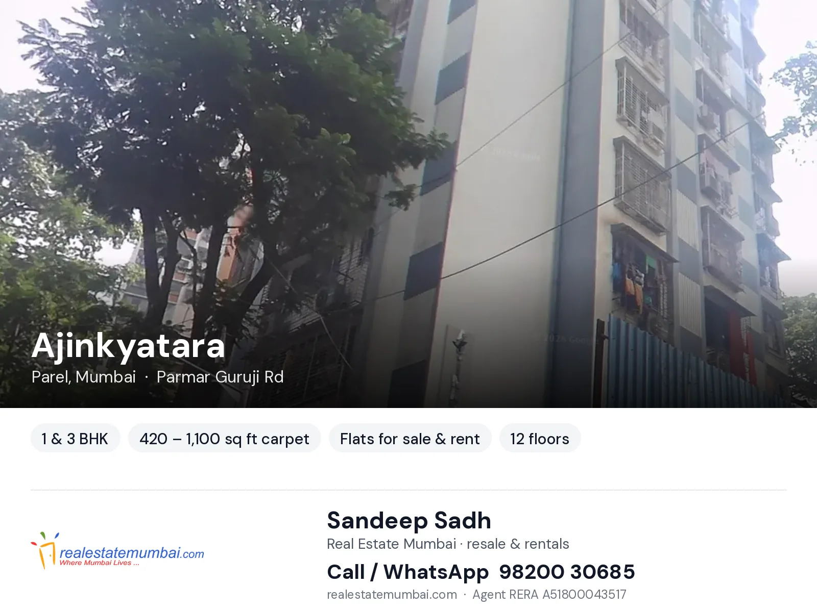 Ajinkyatara, Parel, Mumbai — 1 & 3 BHK flats for sale & rent | Real Estate Mumbai, Sandeep Sadh 98200 30685