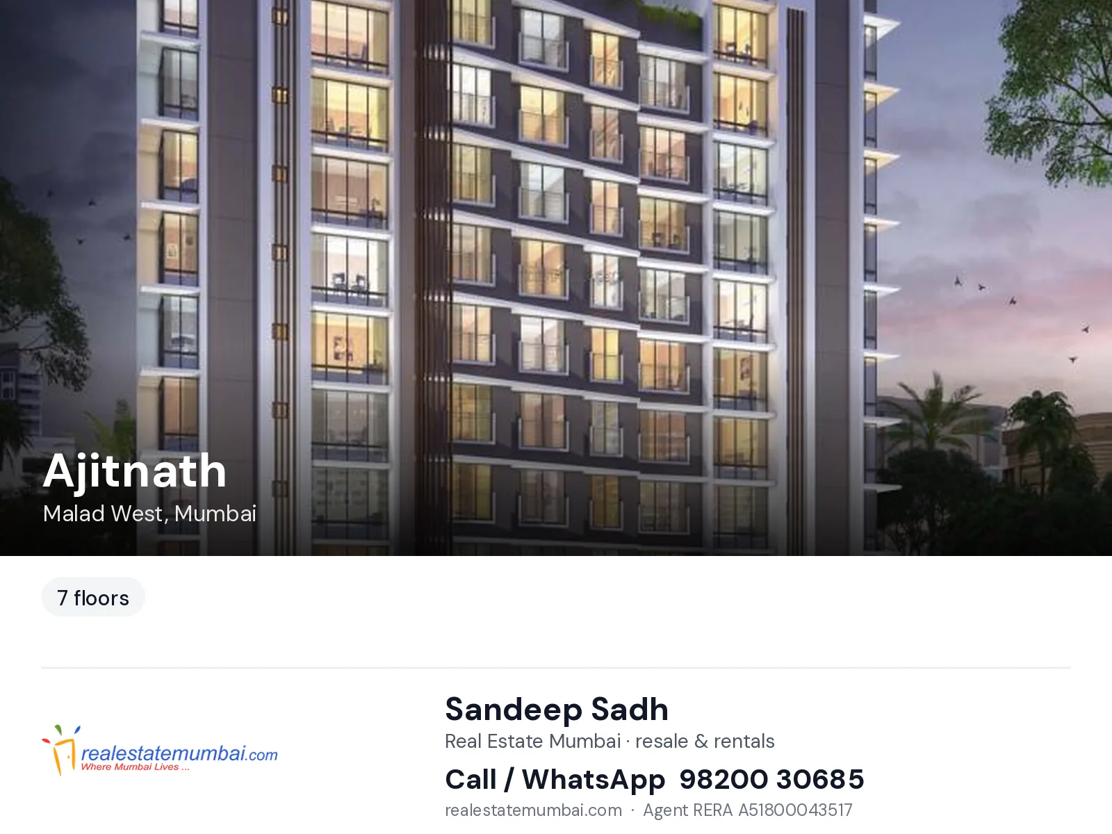 Ajitnath, Malad West, Mumbai — flats | Real Estate Mumbai, Sandeep Sadh 98200 30685
