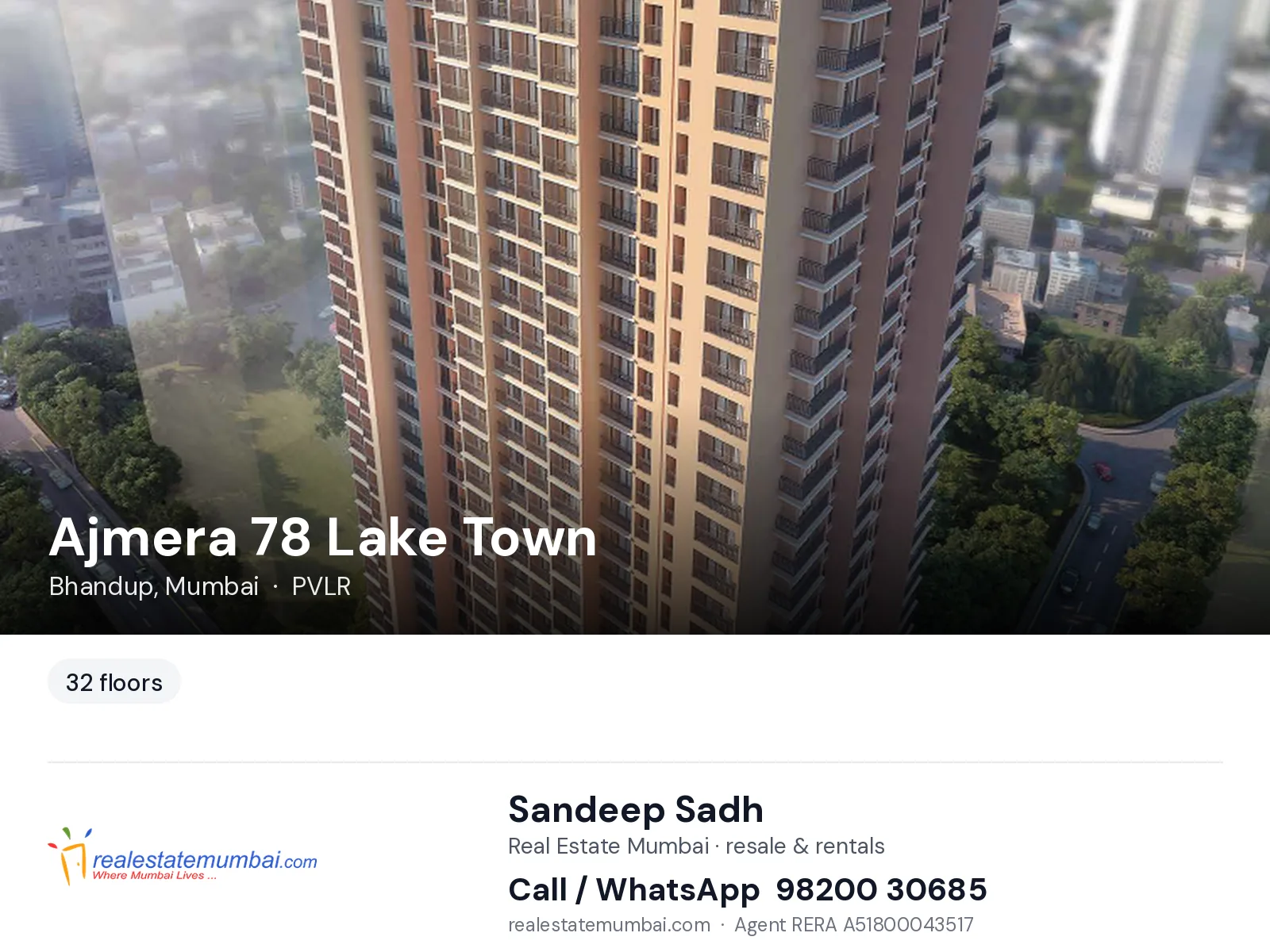 Ajmera 78 Lake Town, Bhandup, Mumbai — flats | Real Estate Mumbai, Sandeep Sadh 98200 30685