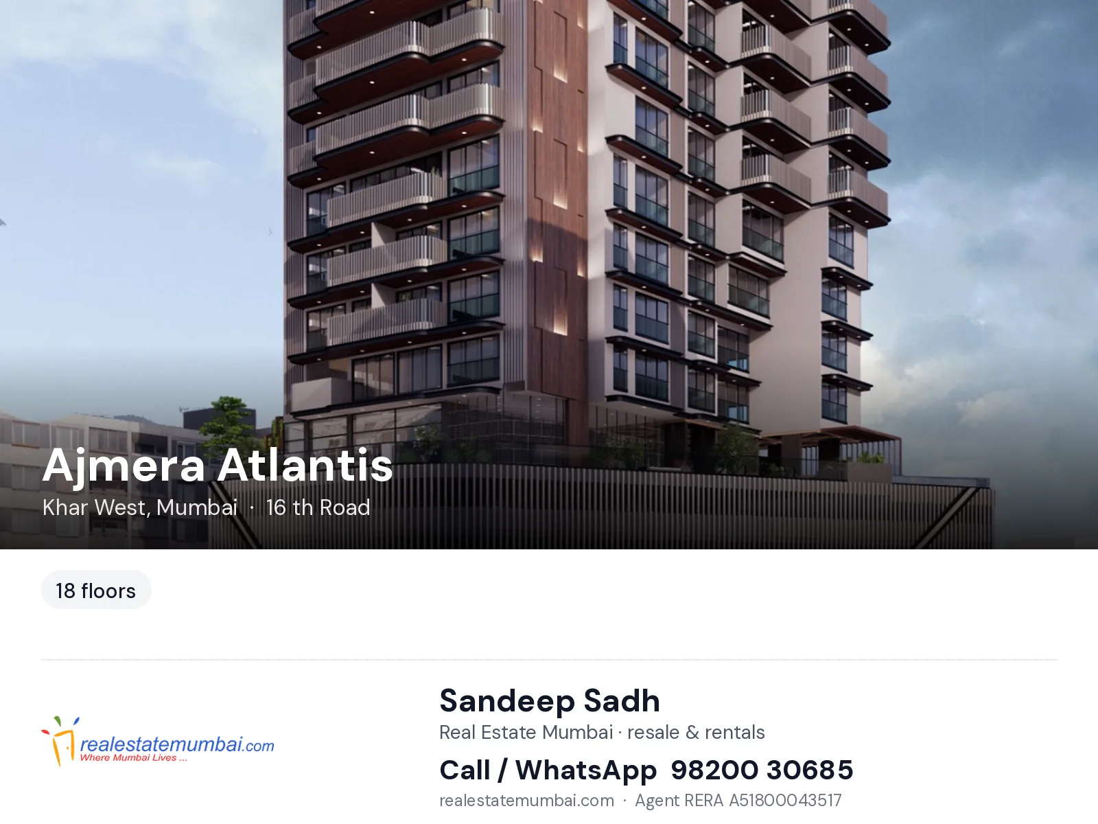 Ajmera Atlantis, Khar West, Mumbai — flats | Real Estate Mumbai, Sandeep Sadh 98200 30685