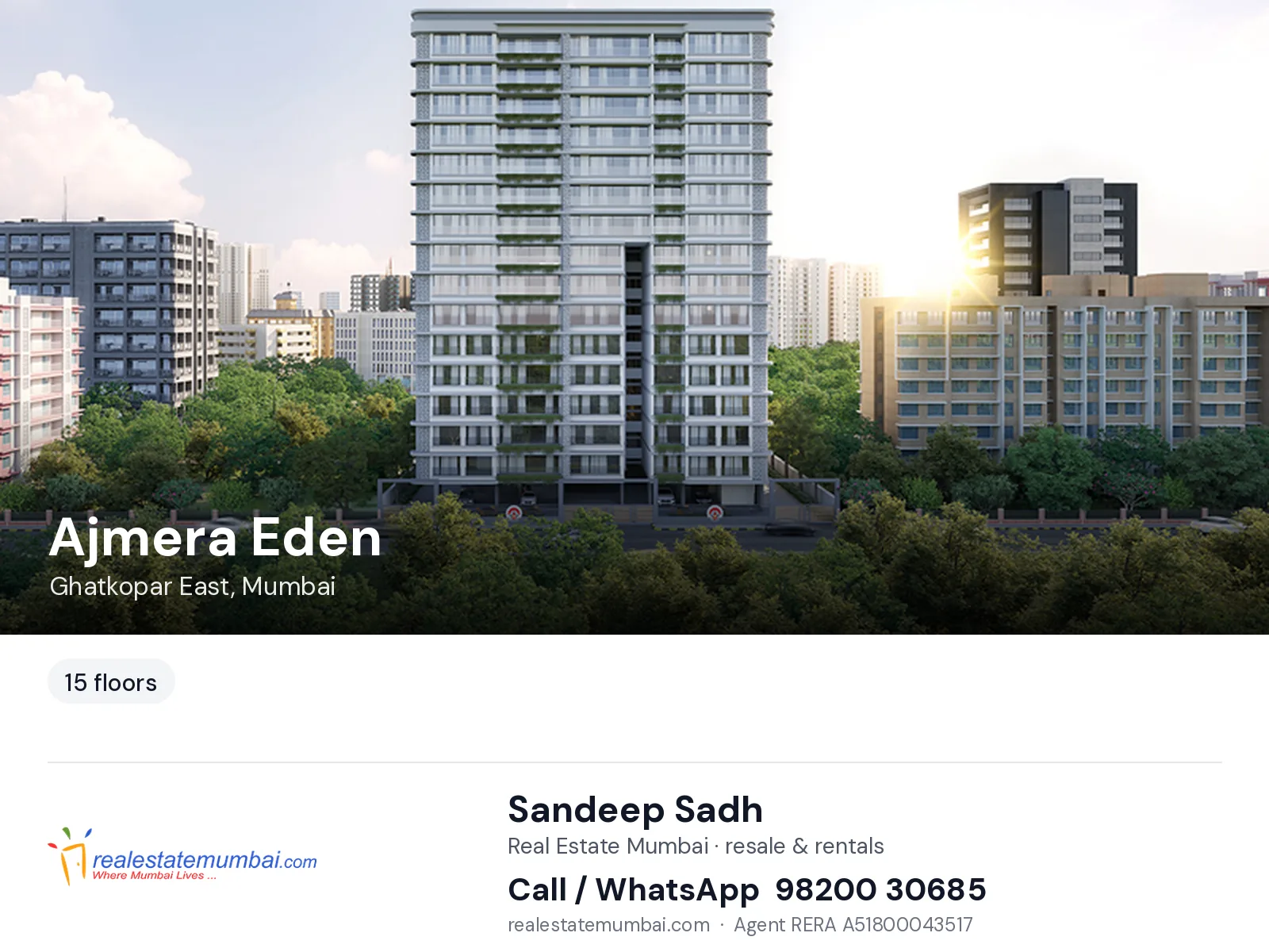 Ajmera Eden, Ghatkopar East, Mumbai — flats | Real Estate Mumbai, Sandeep Sadh 98200 30685