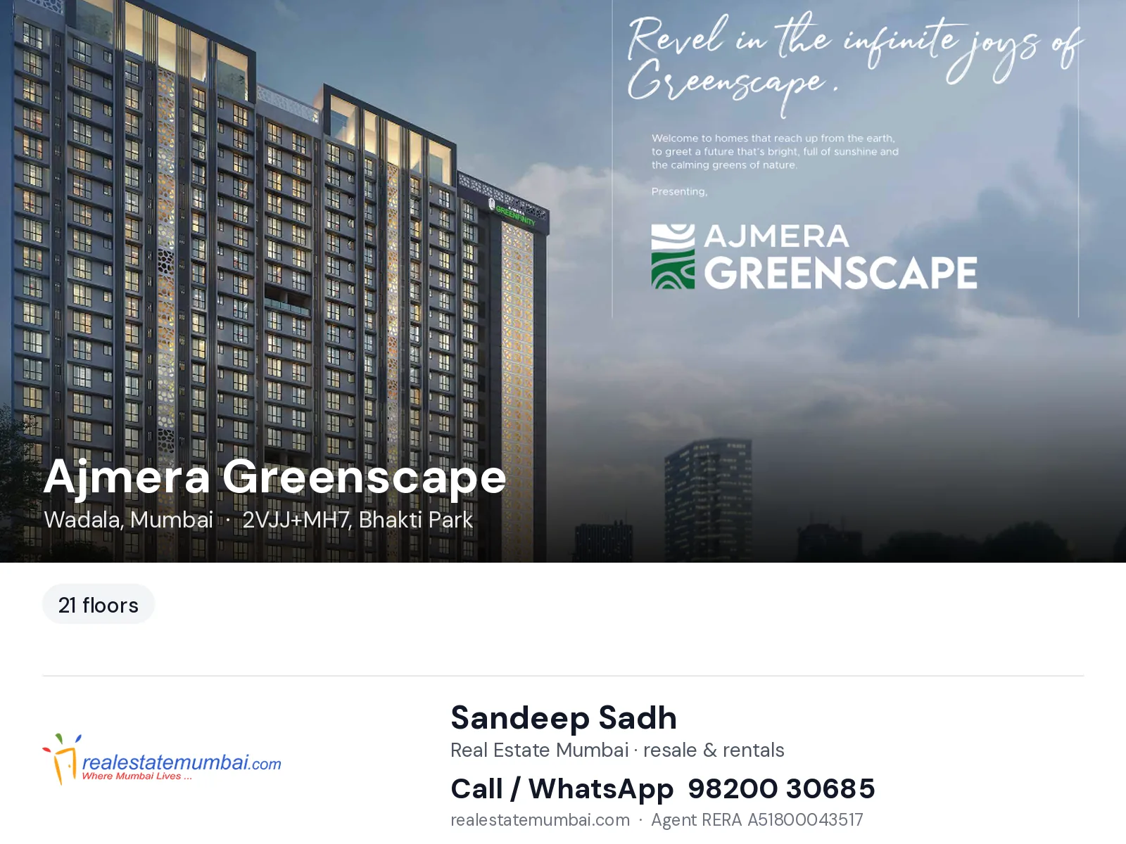 Ajmera Greenscape, Wadala, Mumbai — flats | Real Estate Mumbai, Sandeep Sadh 98200 30685