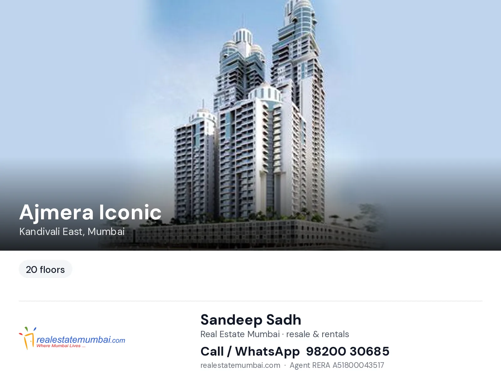 Ajmera Iconic, Kandivali East, Mumbai — flats | Real Estate Mumbai, Sandeep Sadh 98200 30685