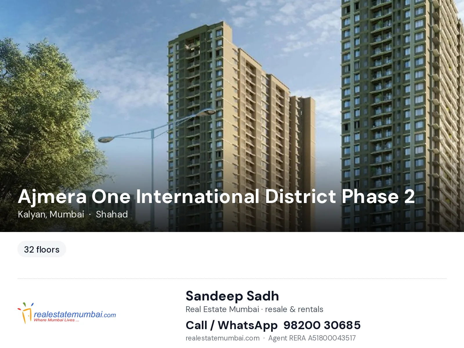Ajmera One International District Phase 2, Kalyan, Mumbai — flats | Real Estate Mumbai, Sandeep Sadh 98200 30685