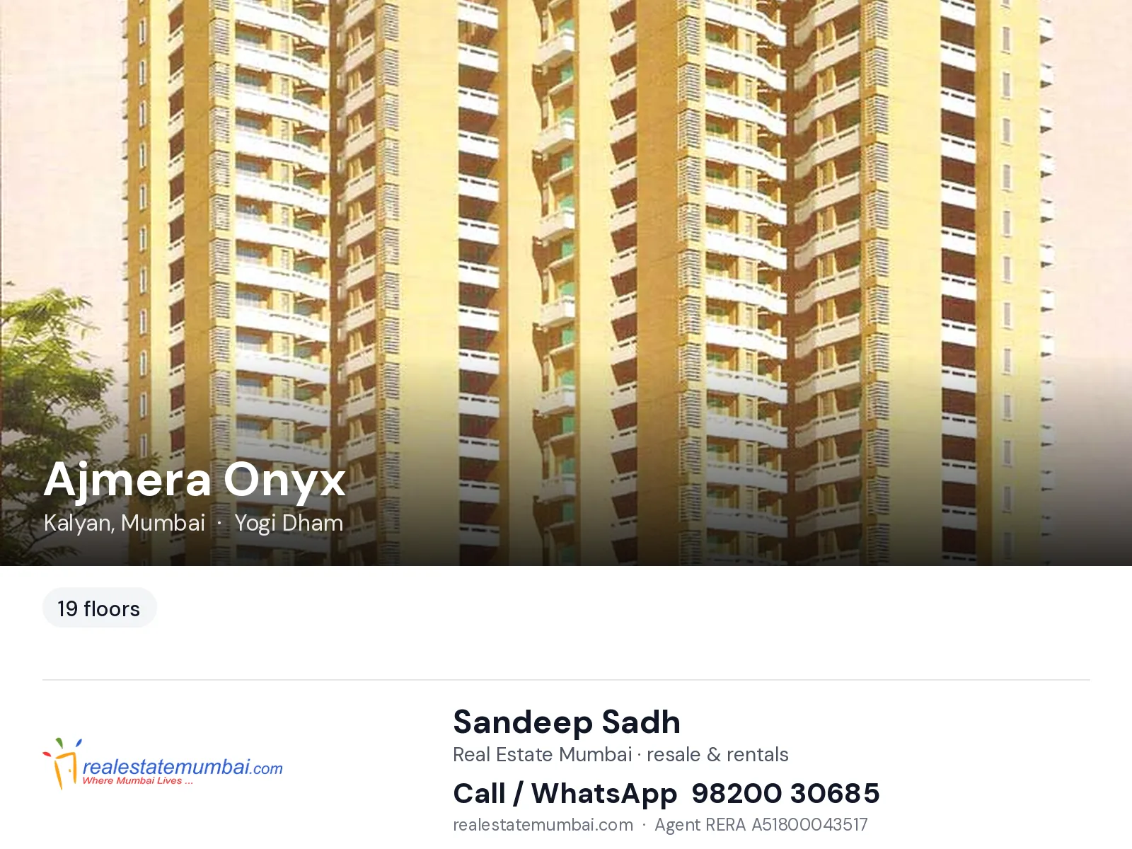 Ajmera Onyx, Kalyan, Mumbai — flats | Real Estate Mumbai, Sandeep Sadh 98200 30685
