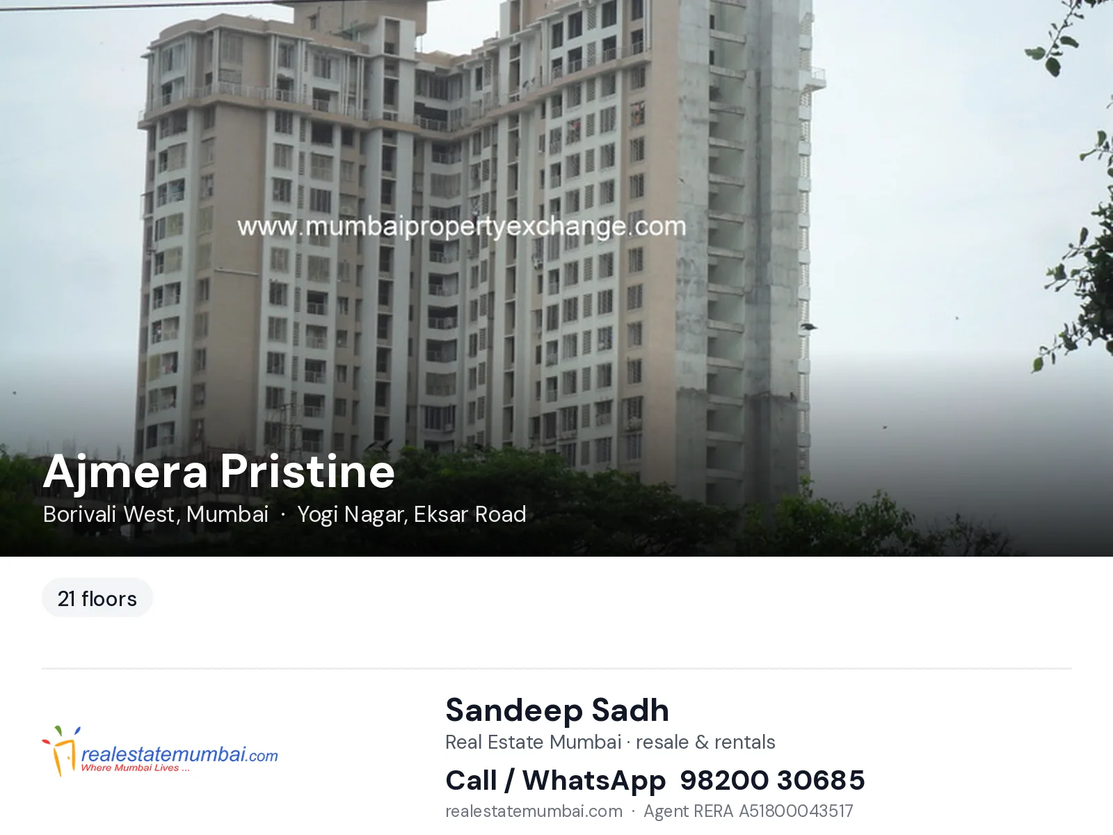 Ajmera Pristine, Borivali West, Mumbai — flats | Real Estate Mumbai, Sandeep Sadh 98200 30685