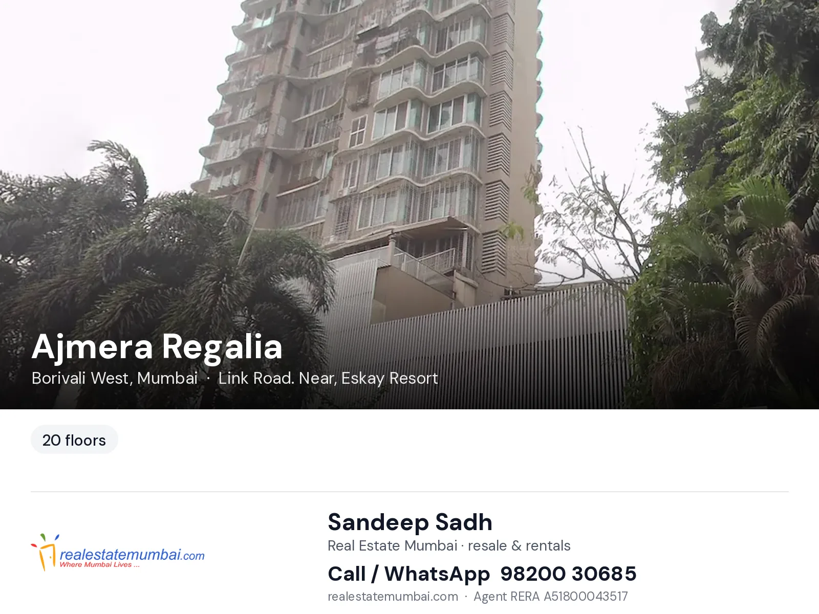 Ajmera Regalia, Borivali West, Mumbai — flats | Real Estate Mumbai, Sandeep Sadh 98200 30685