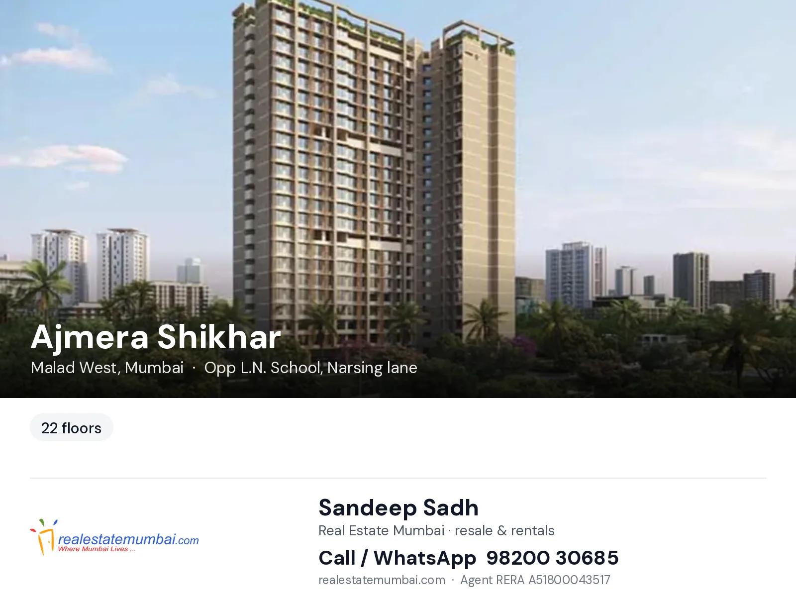 Ajmera Shikhar, Malad West, Mumbai — flats | Real Estate Mumbai, Sandeep Sadh 98200 30685