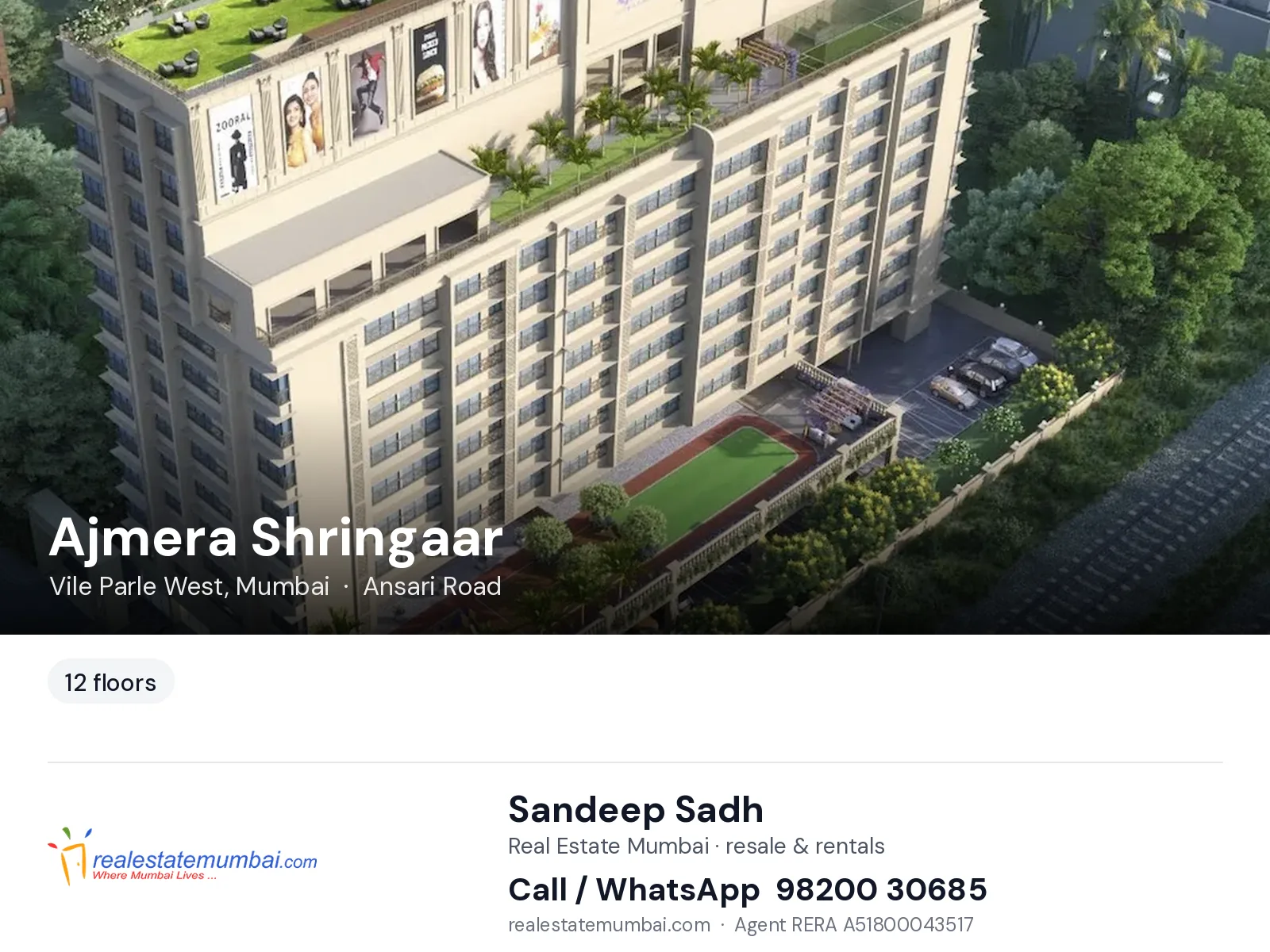 Ajmera Shringaar, Vile Parle West, Mumbai — flats | Real Estate Mumbai, Sandeep Sadh 98200 30685