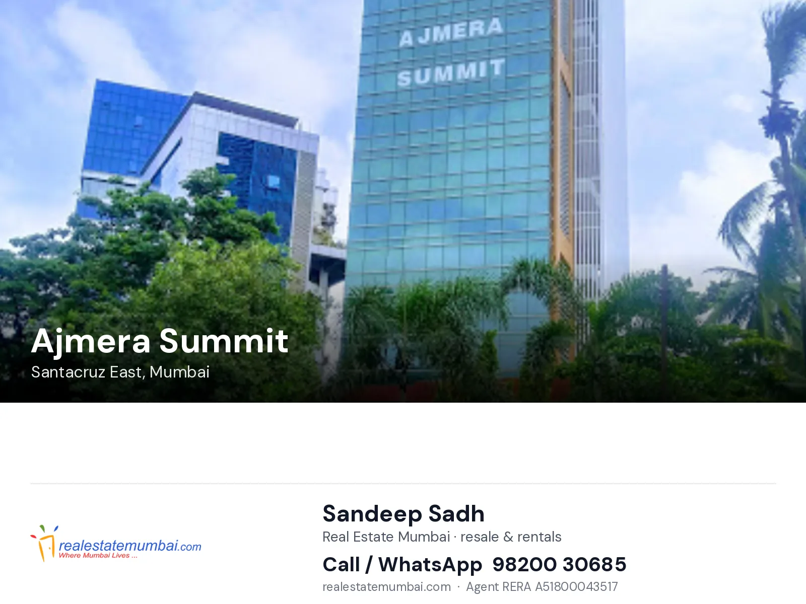Ajmera Summit, Santacruz East, Mumbai — flats | Real Estate Mumbai, Sandeep Sadh 98200 30685