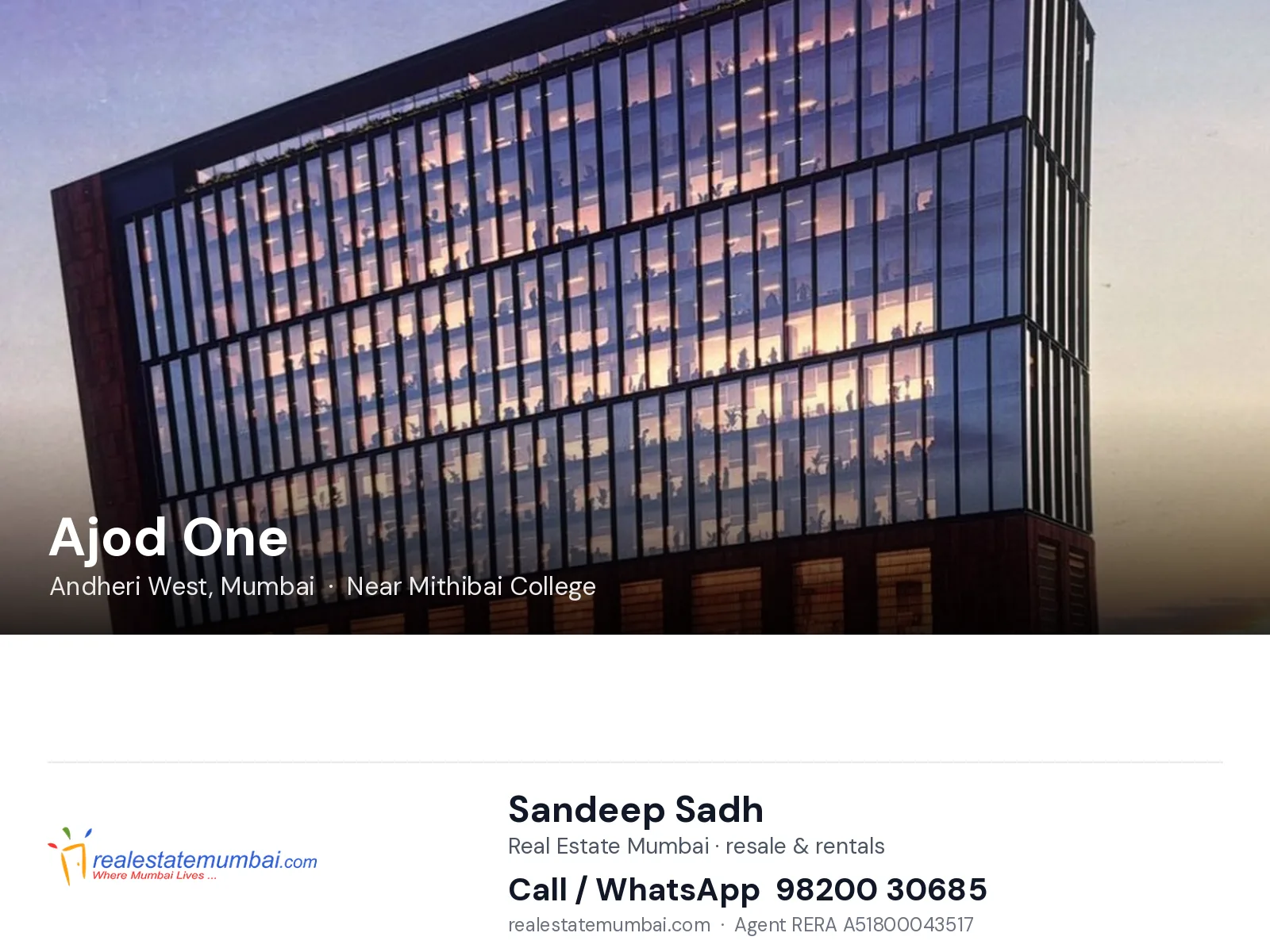 Ajod One, Andheri West, Mumbai — flats | Real Estate Mumbai, Sandeep Sadh 98200 30685