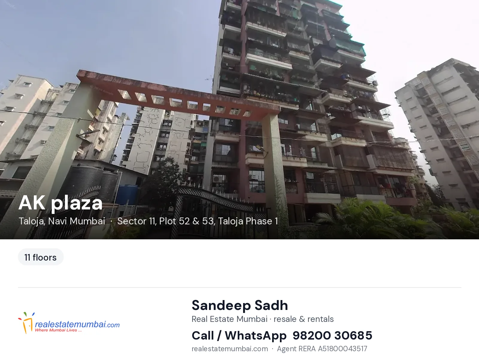 AK plaza, Taloja, Navi Mumbai — flats | Real Estate Mumbai, Sandeep Sadh 98200 30685