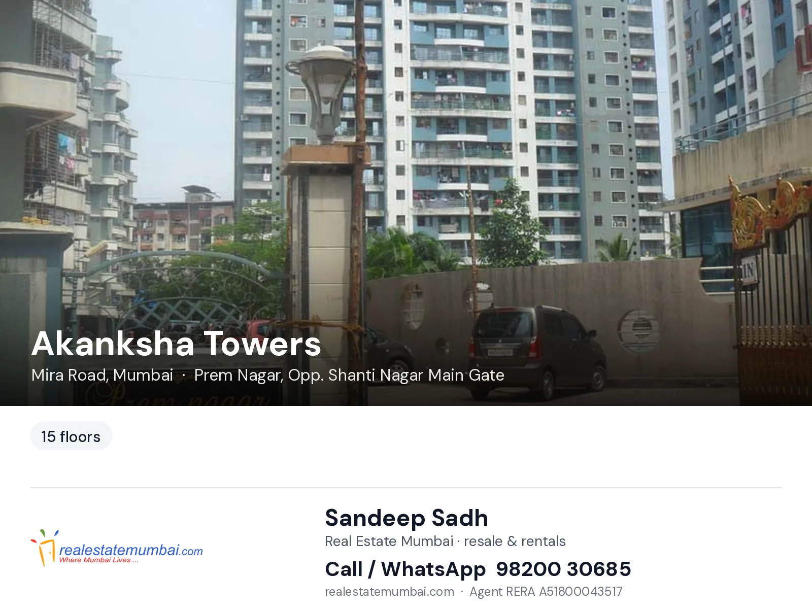 Akanksha Towers, Mira Road, Mumbai — flats | Real Estate Mumbai, Sandeep Sadh 98200 30685