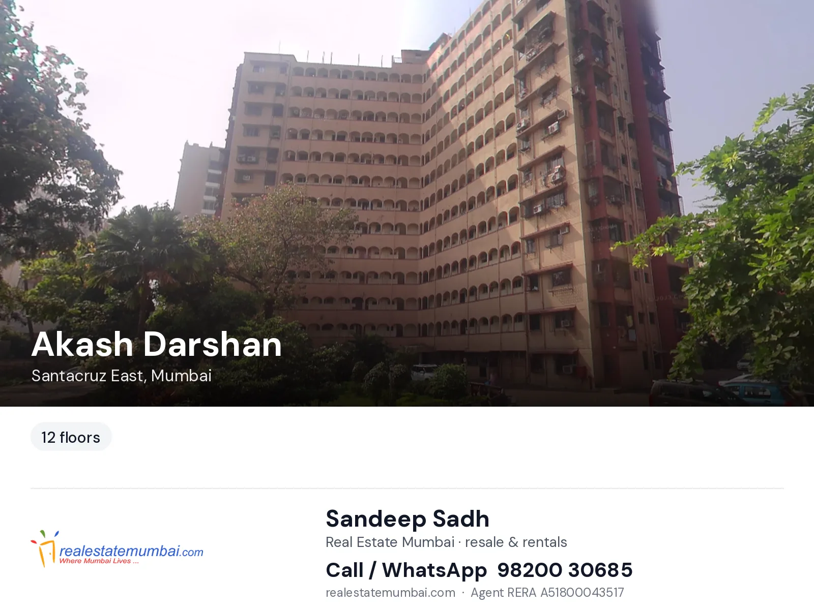 Akash Darshan, Santacruz East, Mumbai — flats | Real Estate Mumbai, Sandeep Sadh 98200 30685