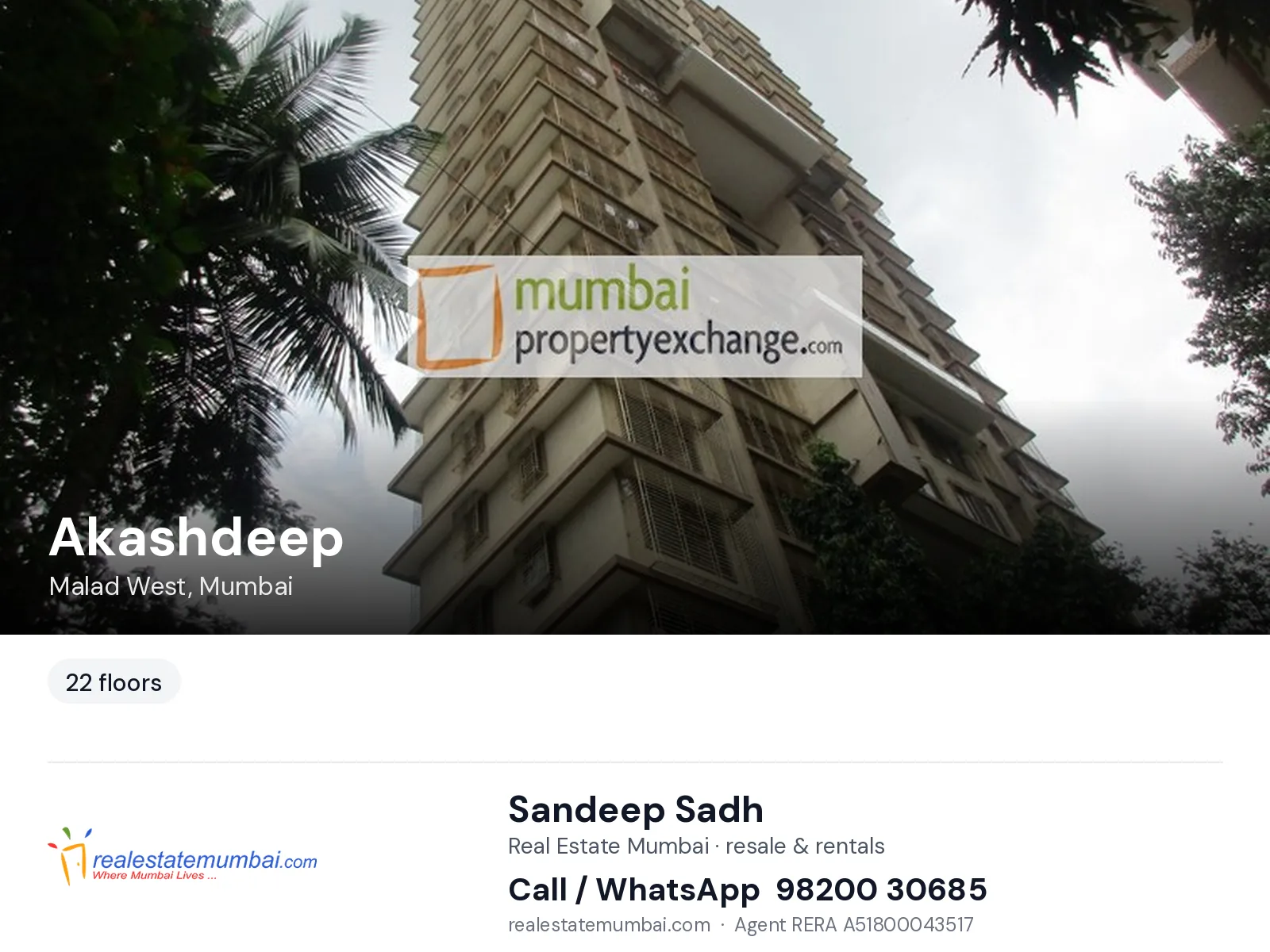 Akashdeep, Malad West, Mumbai — flats | Real Estate Mumbai, Sandeep Sadh 98200 30685