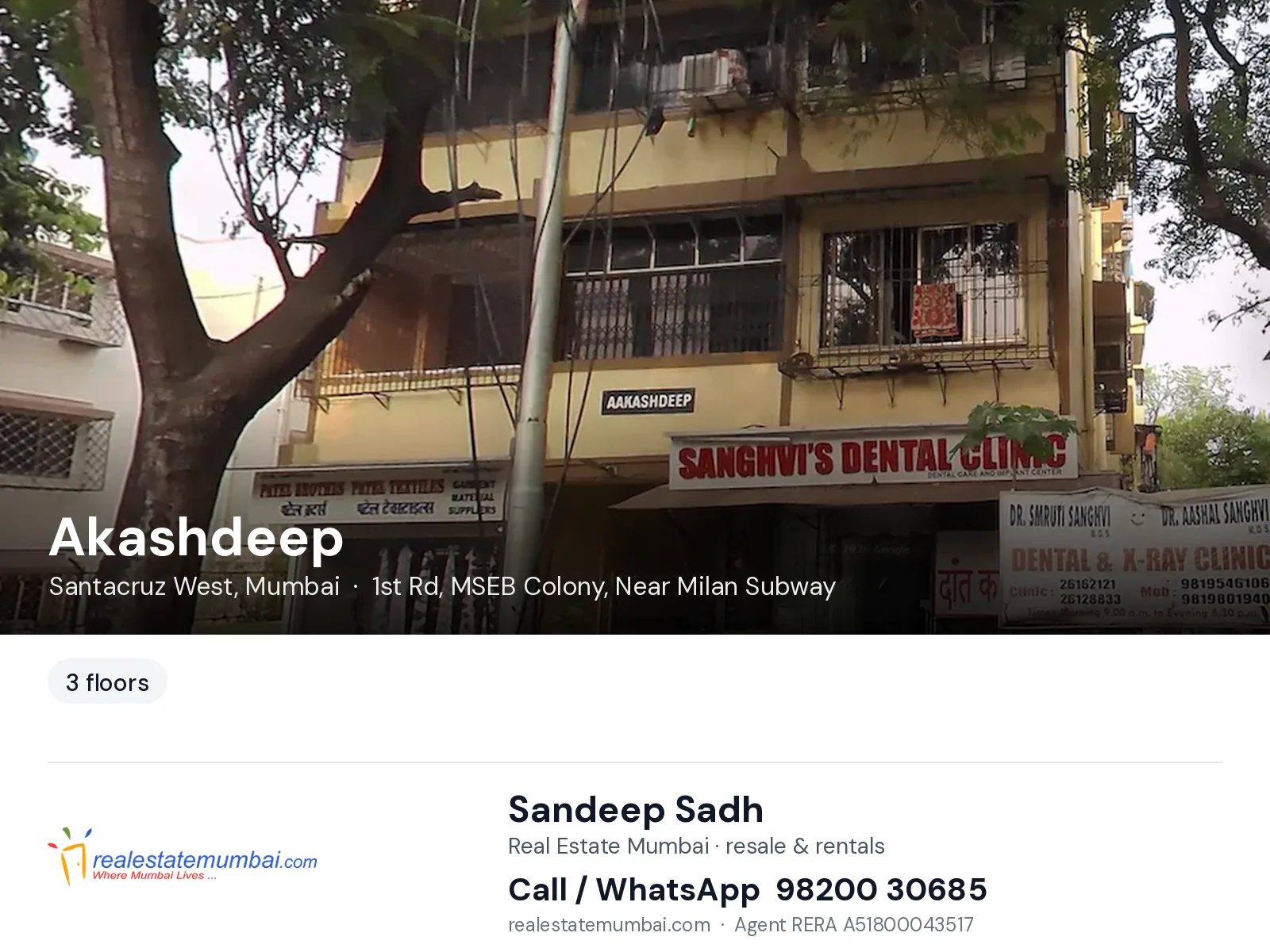 Akashdeep, Santacruz West, Mumbai — flats | Real Estate Mumbai, Sandeep Sadh 98200 30685