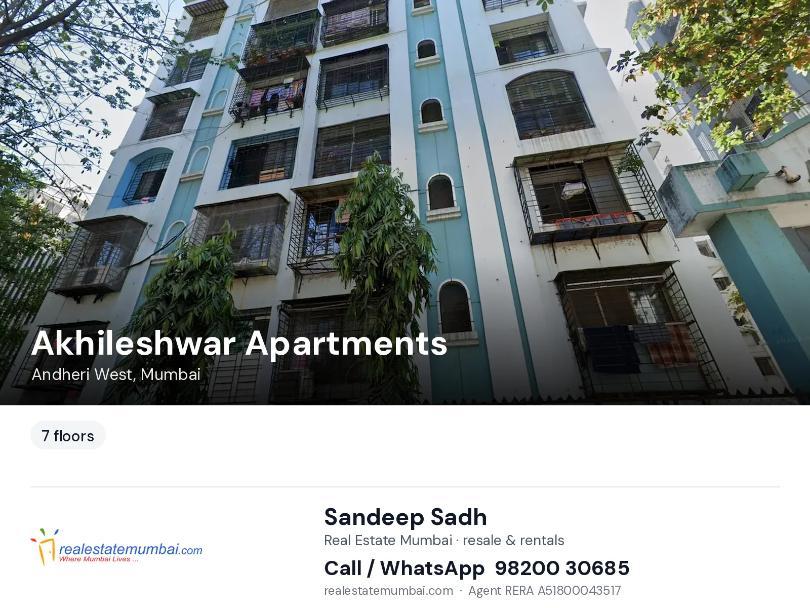 Akhileshwar Apartments, Andheri West, Mumbai — flats | Real Estate Mumbai, Sandeep Sadh 98200 30685