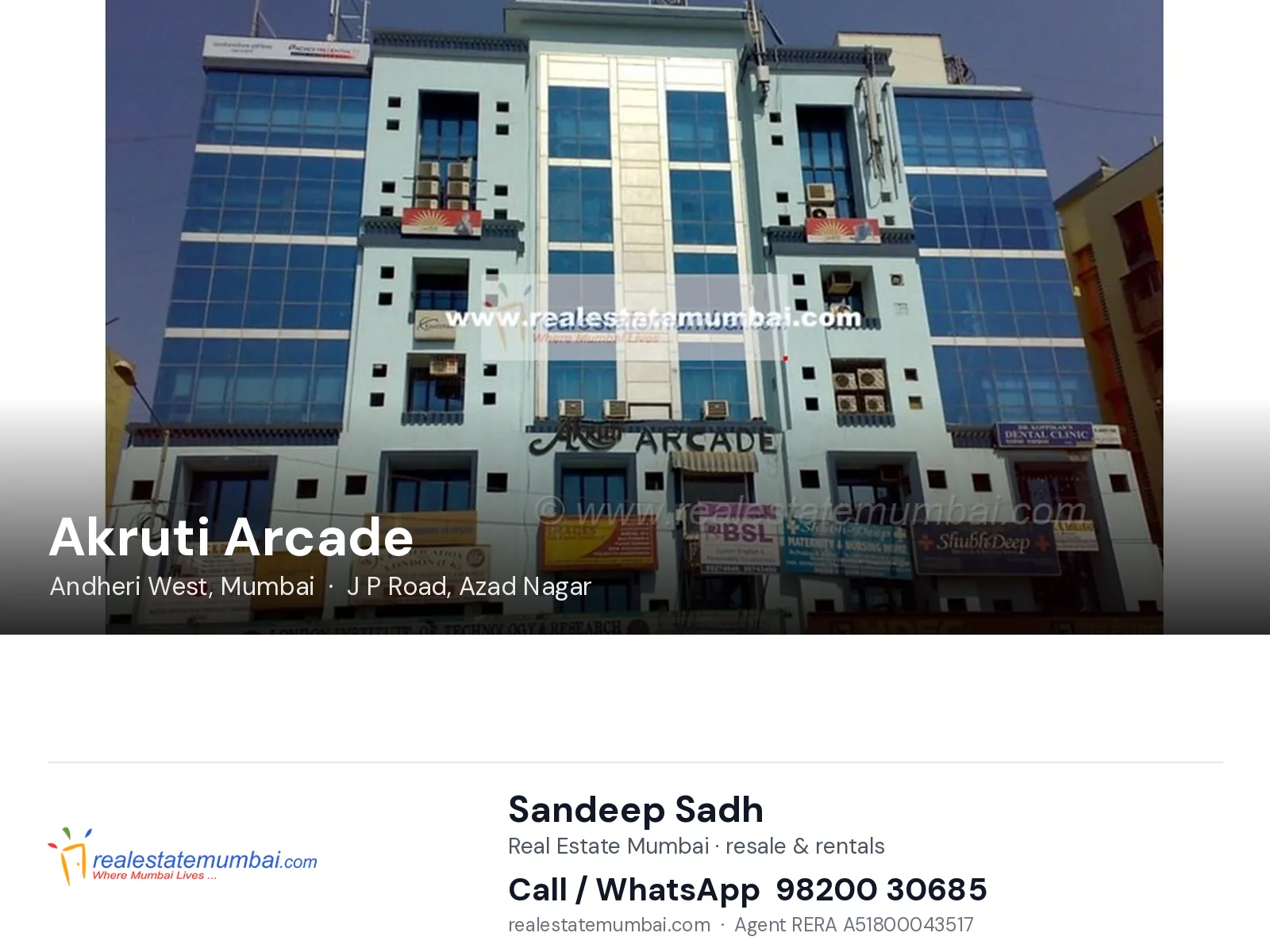 Akruti Arcade, Andheri West, Mumbai — flats | Real Estate Mumbai, Sandeep Sadh 98200 30685