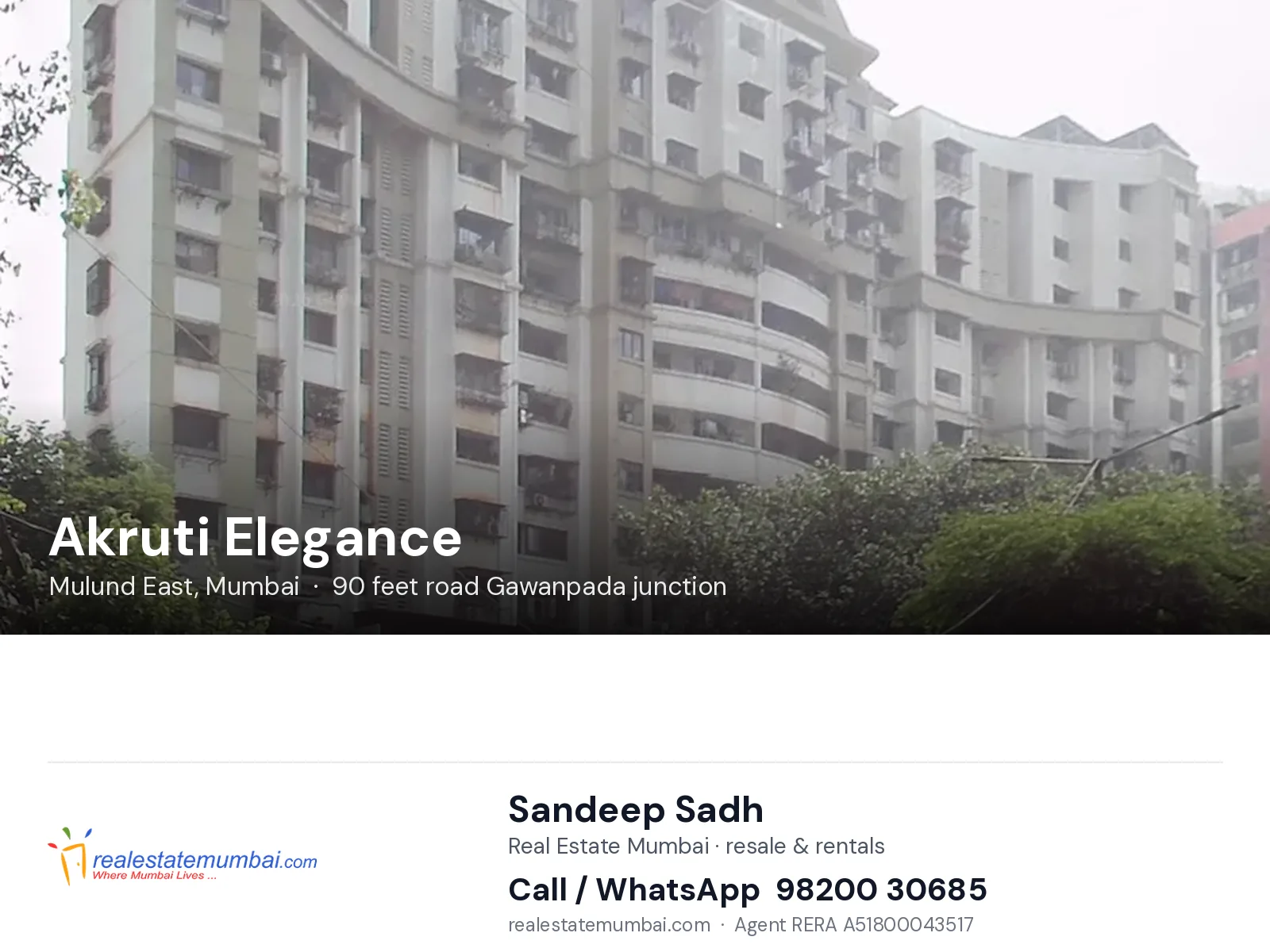 Akruti Elegance, Mulund East, Mumbai — flats | Real Estate Mumbai, Sandeep Sadh 98200 30685