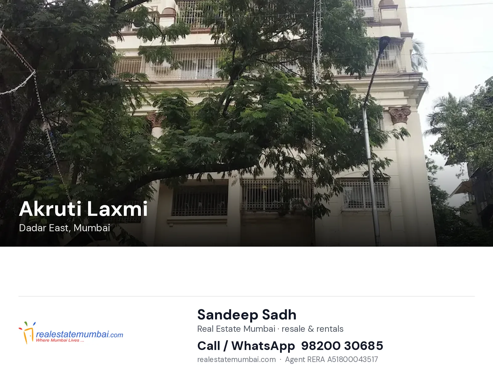 Akruti Laxmi, Dadar East, Mumbai — flats | Real Estate Mumbai, Sandeep Sadh 98200 30685