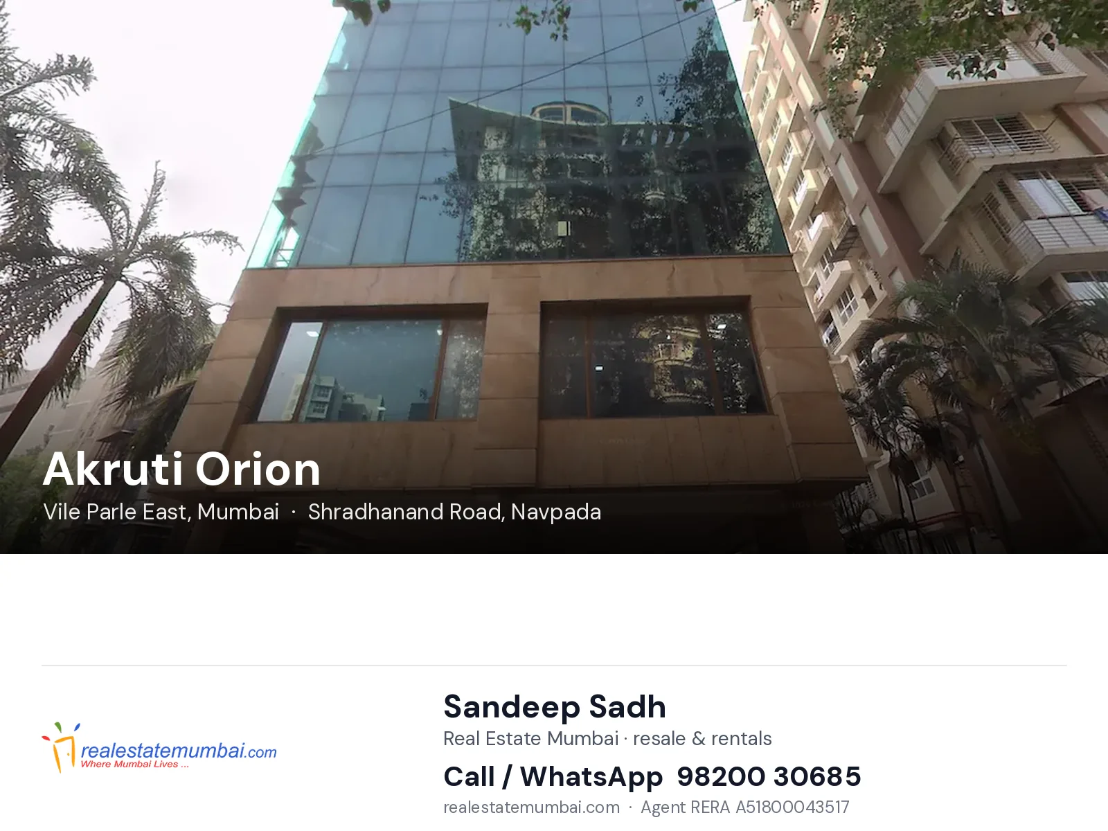Akruti Orion, Vile Parle East, Mumbai — flats | Real Estate Mumbai, Sandeep Sadh 98200 30685