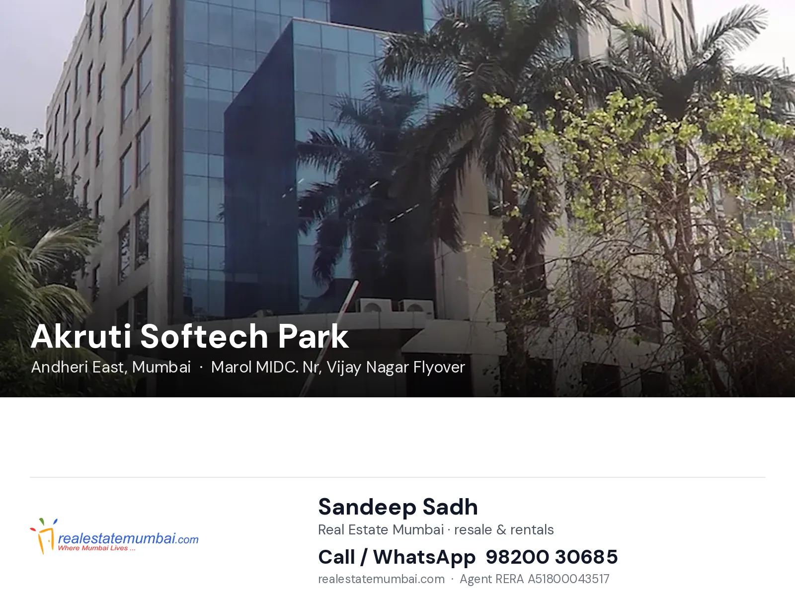 Akruti Softech Park, Andheri East, Mumbai — flats | Real Estate Mumbai, Sandeep Sadh 98200 30685