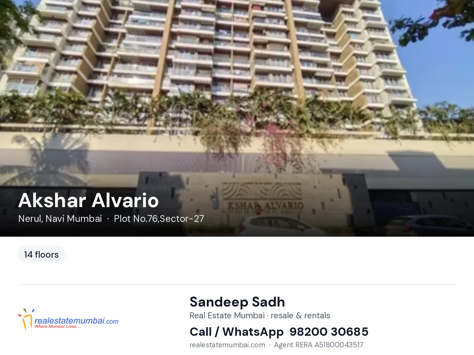 Akshar Alvario, Nerul, Navi Mumbai — flats | Real Estate Mumbai, Sandeep Sadh 98200 30685