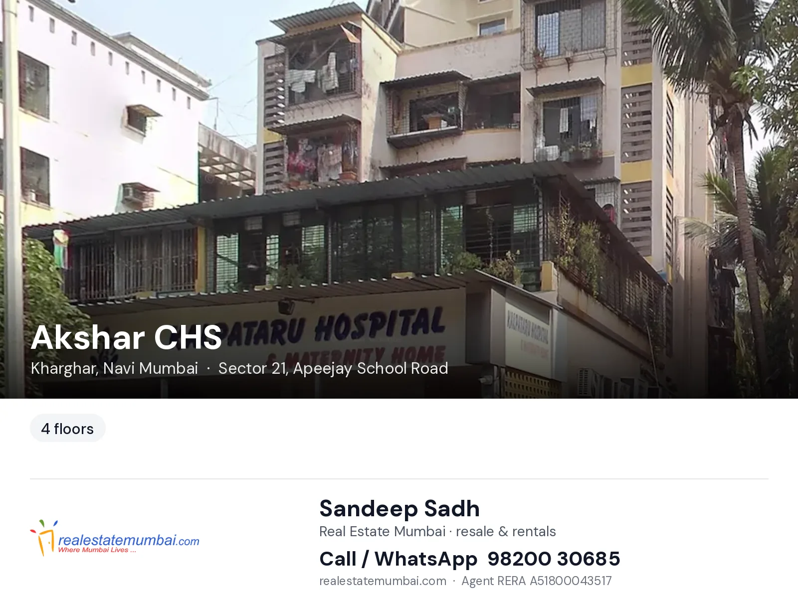 Akshar CHS, Kharghar, Navi Mumbai — flats | Real Estate Mumbai, Sandeep Sadh 98200 30685
