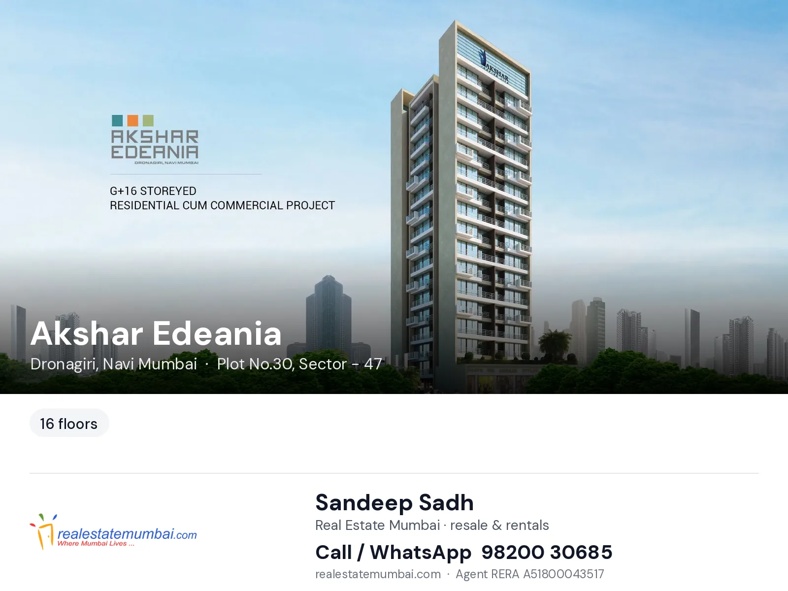 Akshar Edeania, Dronagiri, Navi Mumbai — flats | Real Estate Mumbai, Sandeep Sadh 98200 30685