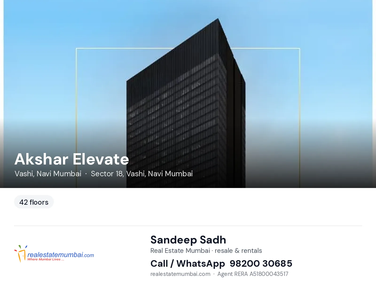 Akshar Elevate, Vashi, Navi Mumbai — flats | Real Estate Mumbai, Sandeep Sadh 98200 30685