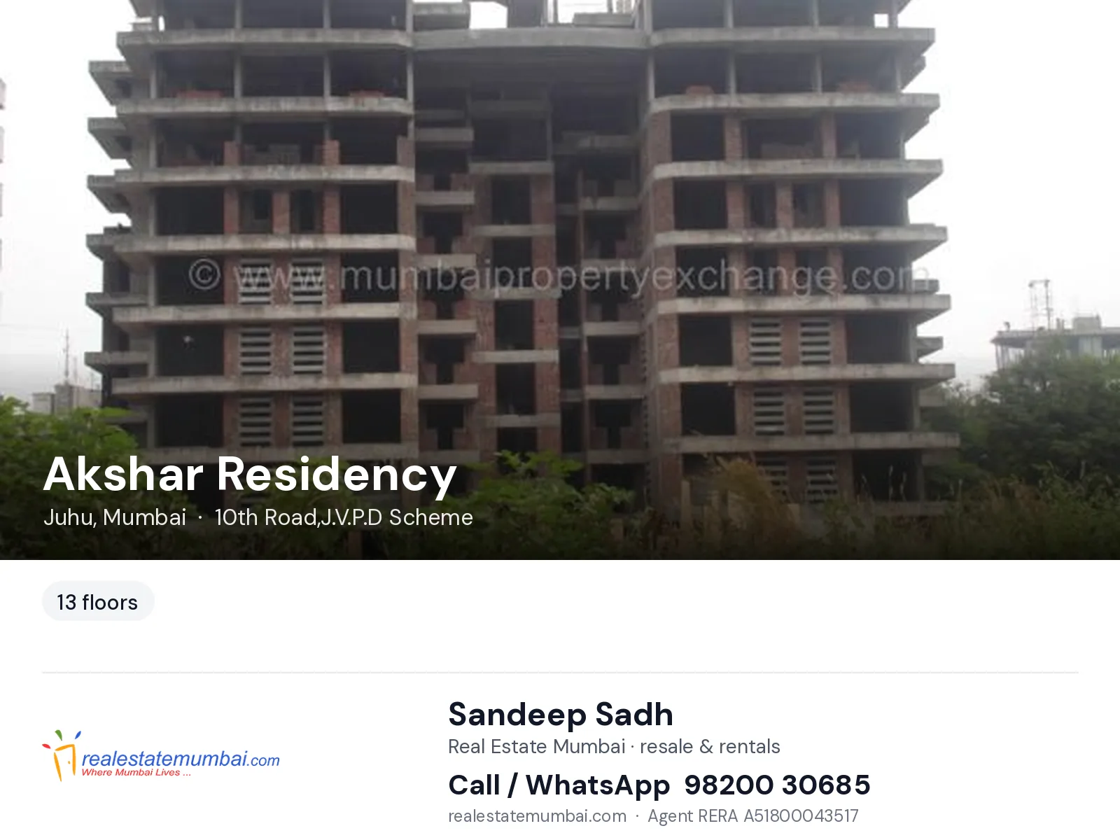 Akshar Residency, Juhu, Mumbai — flats | Real Estate Mumbai, Sandeep Sadh 98200 30685