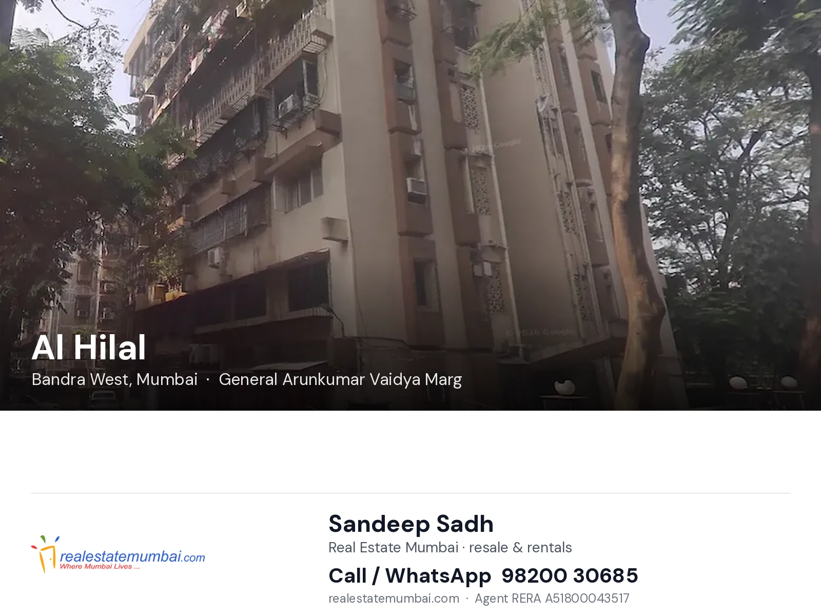 Al Hilal, Bandra West, Mumbai — flats | Real Estate Mumbai, Sandeep Sadh 98200 30685