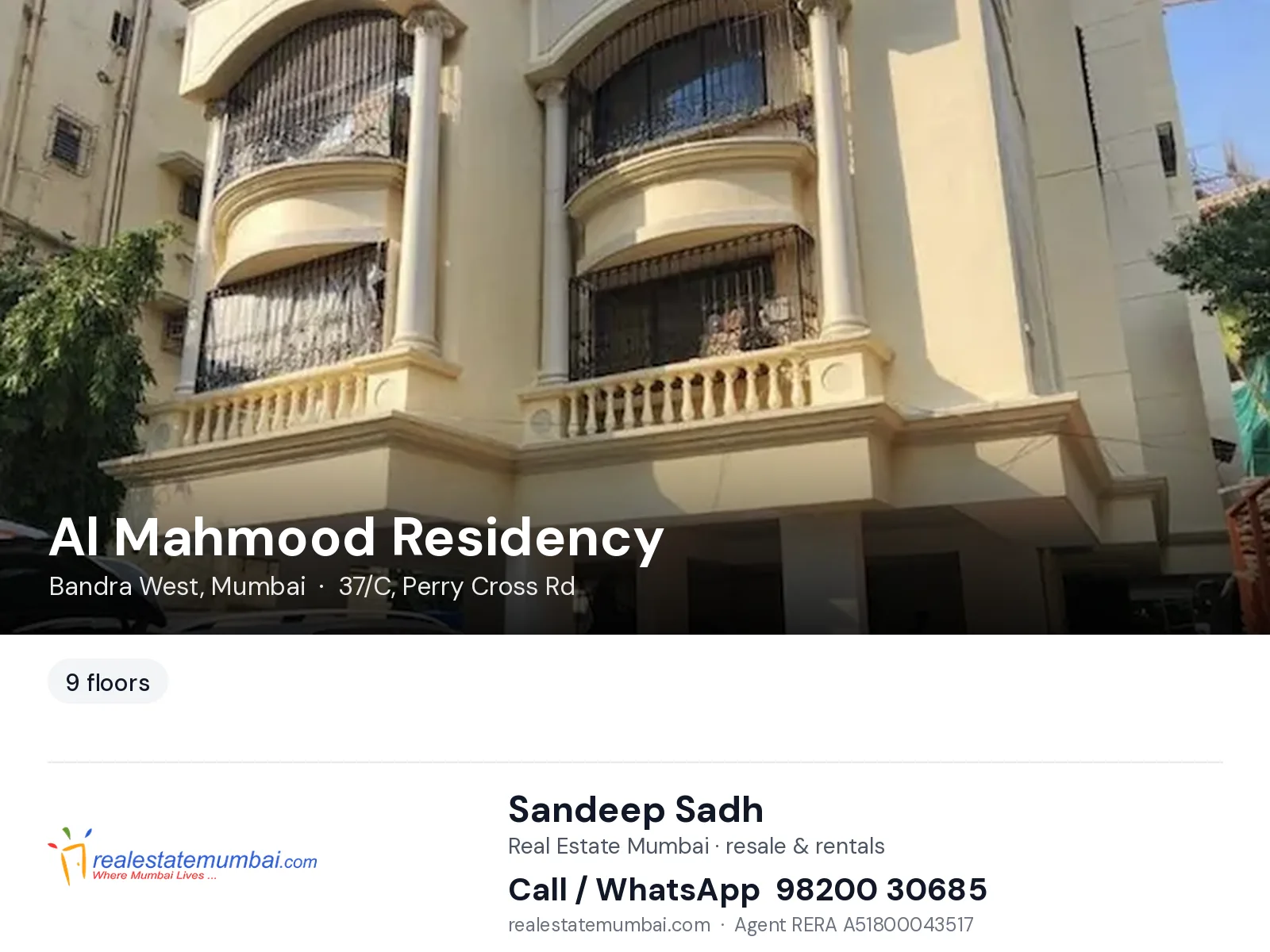 Al Mahmood Residency, Bandra West, Mumbai — flats | Real Estate Mumbai, Sandeep Sadh 98200 30685