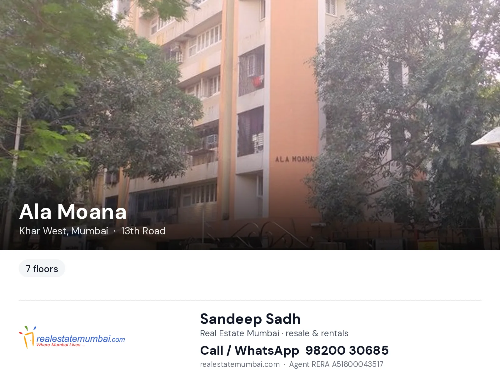 Ala Moana, Khar West, Mumbai — flats | Real Estate Mumbai, Sandeep Sadh 98200 30685