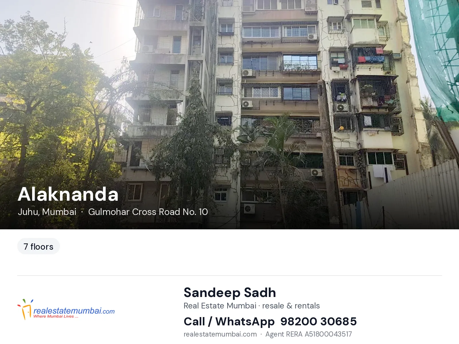 Alaknanda, Juhu, Mumbai — flats | Real Estate Mumbai, Sandeep Sadh 98200 30685