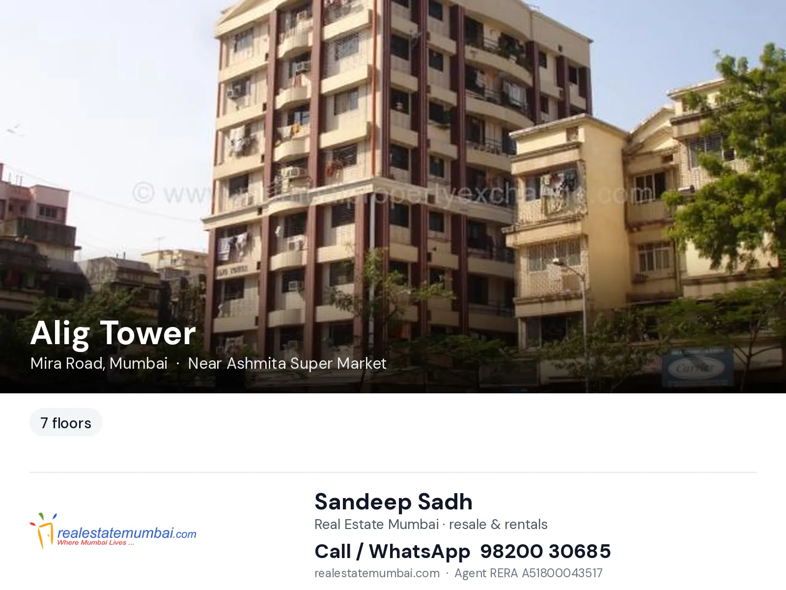 Alig Tower, Mira Road, Mumbai — flats | Real Estate Mumbai, Sandeep Sadh 98200 30685